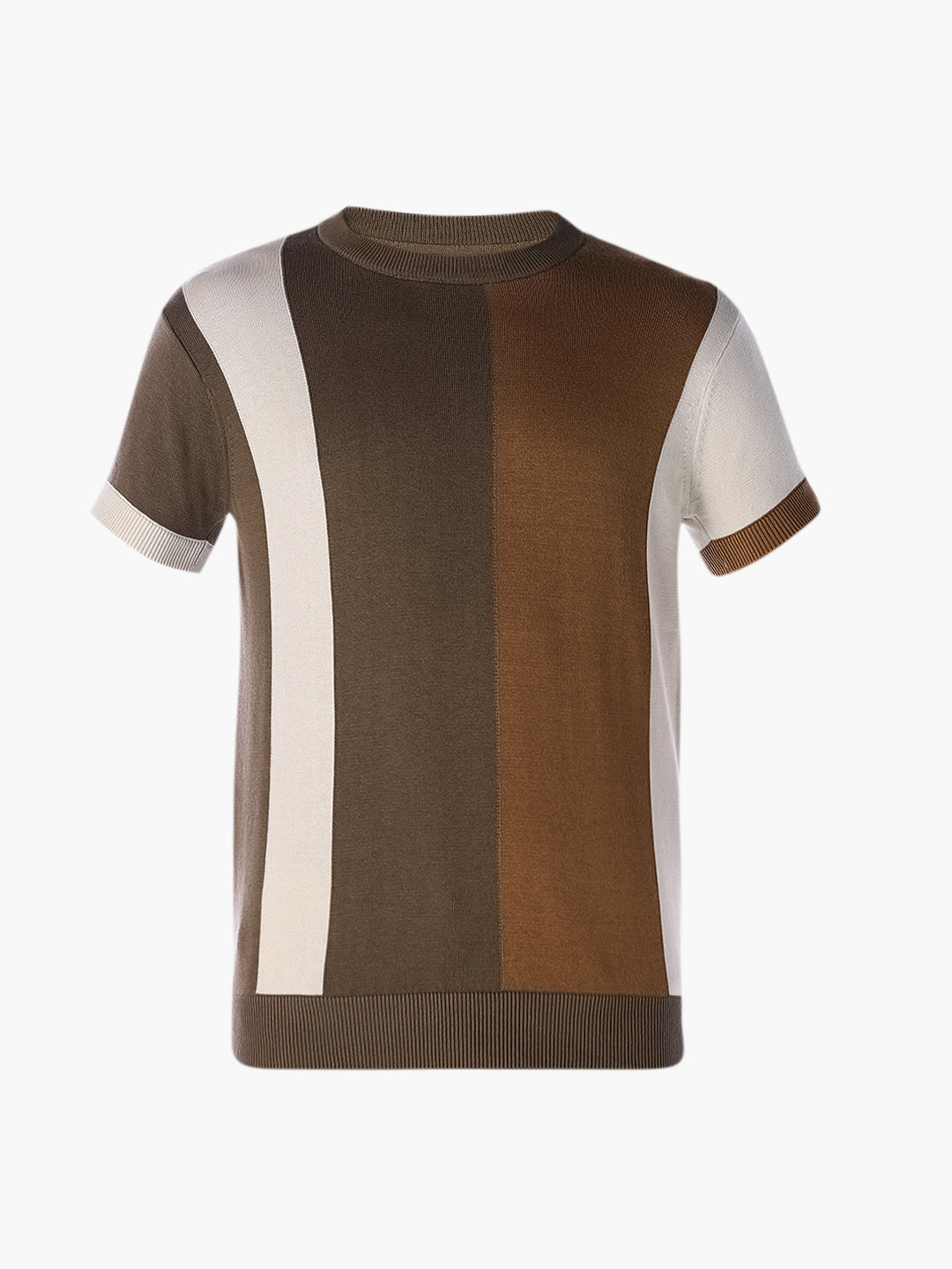 Colourblocked Knitted Crew Neck T-shirt
