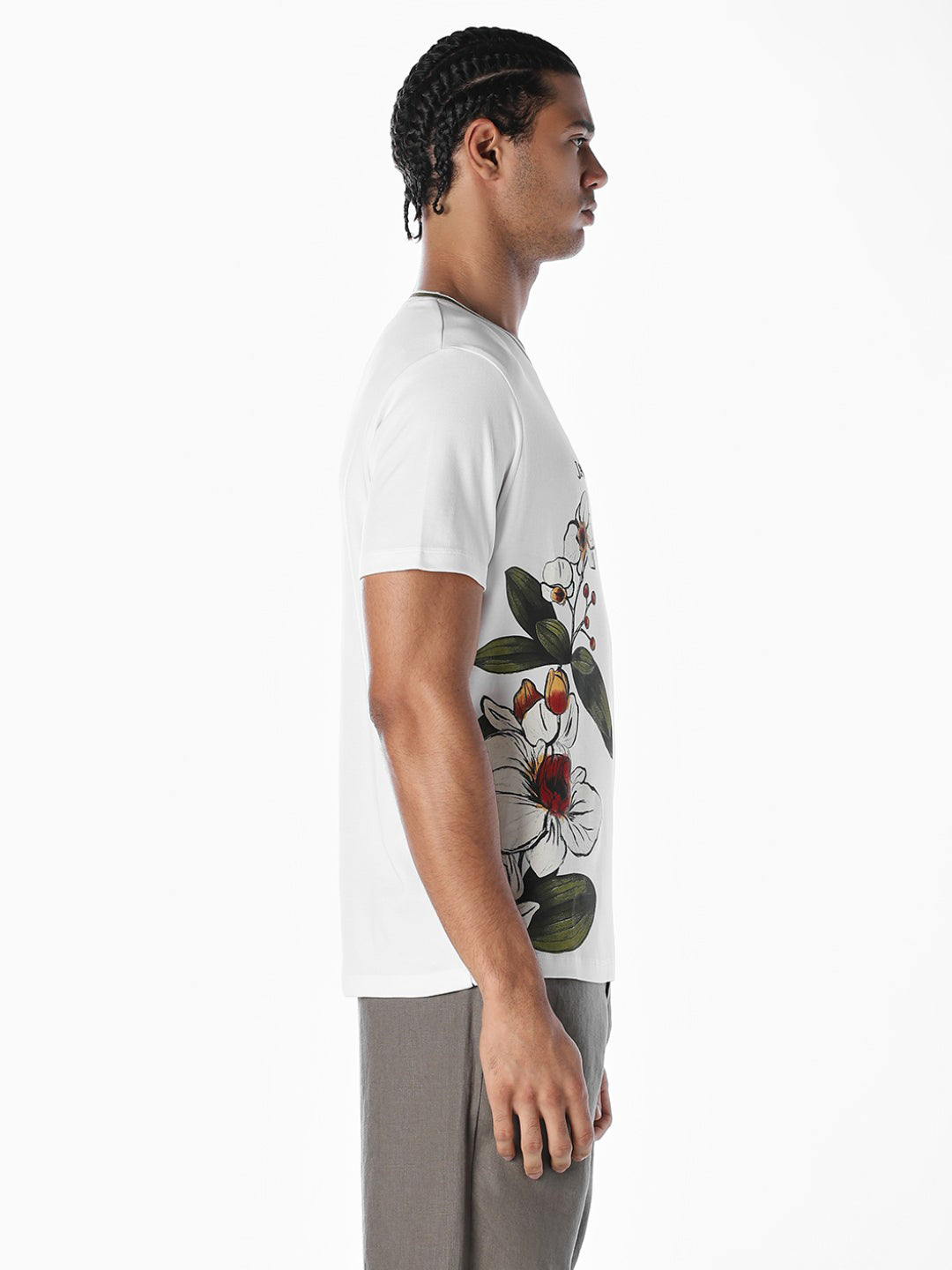 Embroidered Print Cotton T-shirt