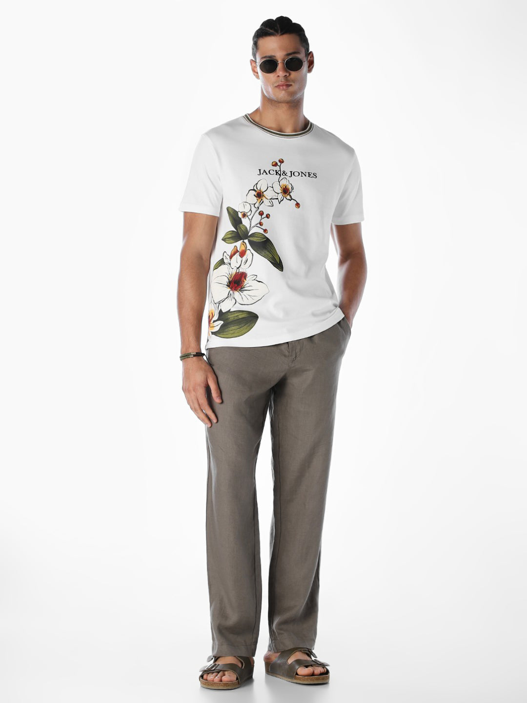 Embroidered Print Cotton T-shirt