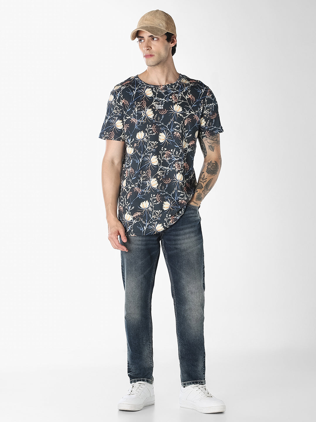 Black Printed Cotton T-shirt