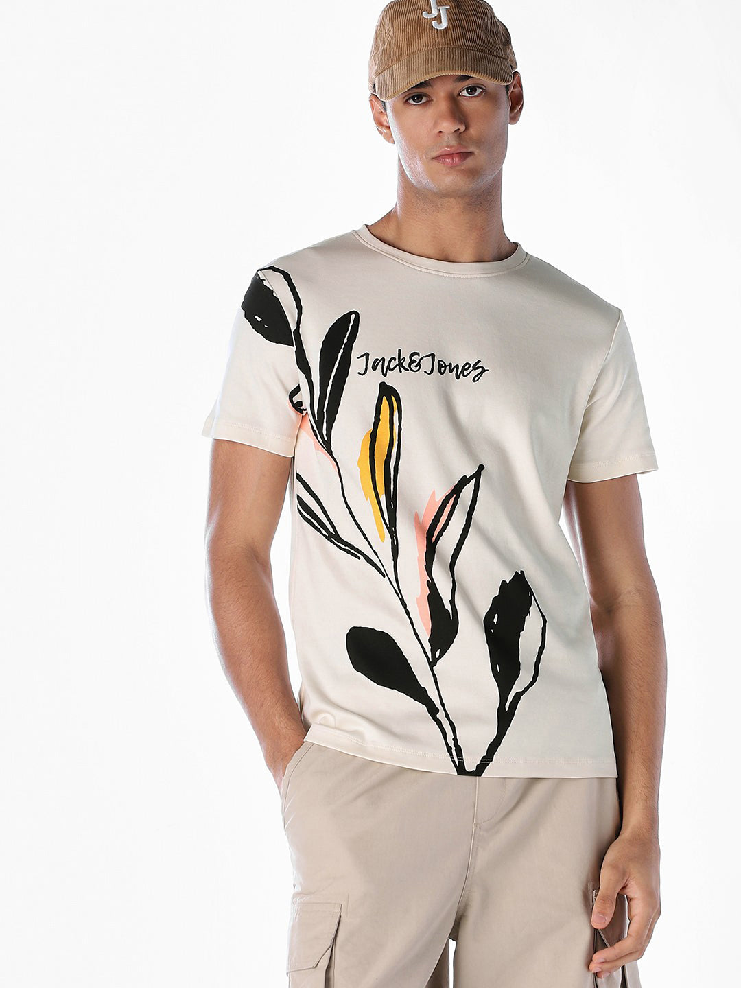 Abstract Botanical Print T-shirt - XL