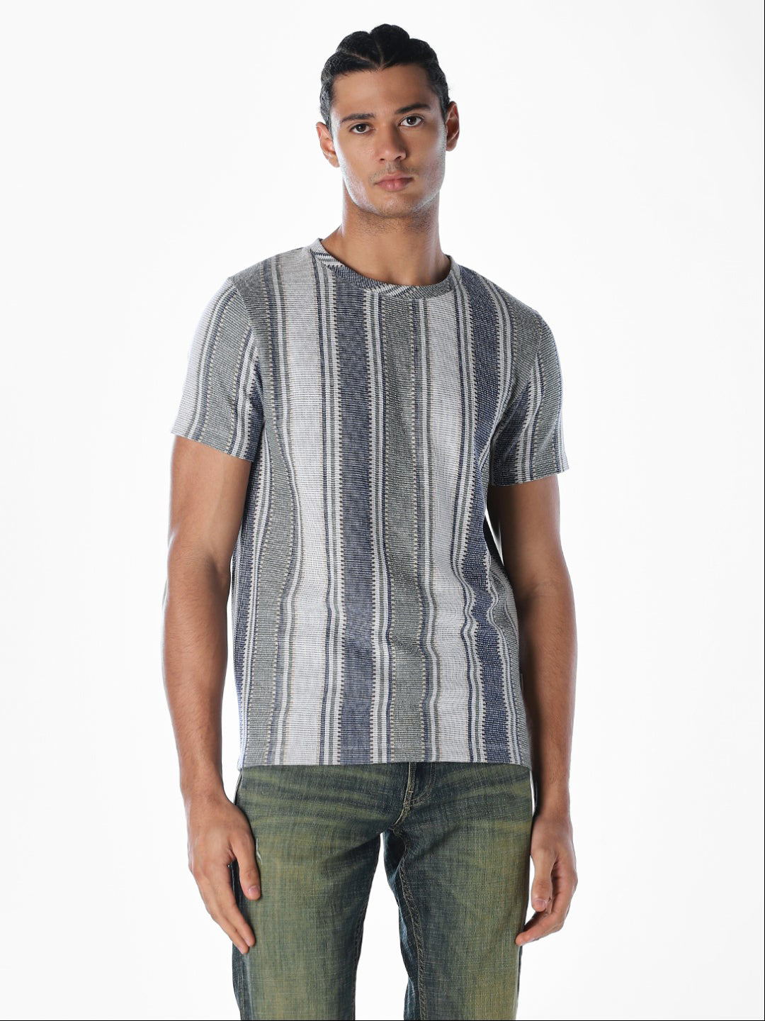 Striped Jacquard Knit T-shirt