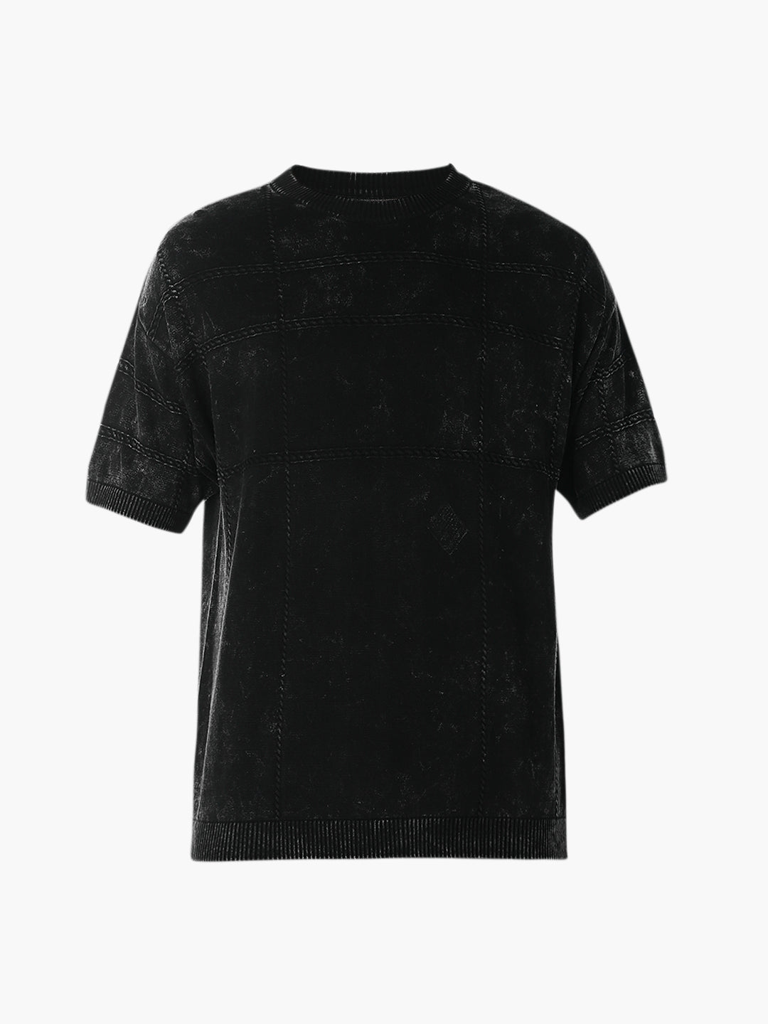 Acid Wash Knit Crew Neck T-shirt