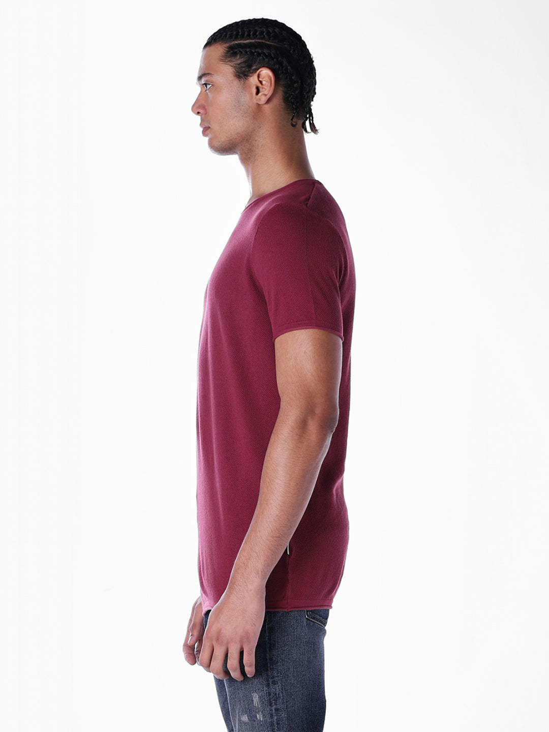 Knitted Cotton Crew Neck T-shirt