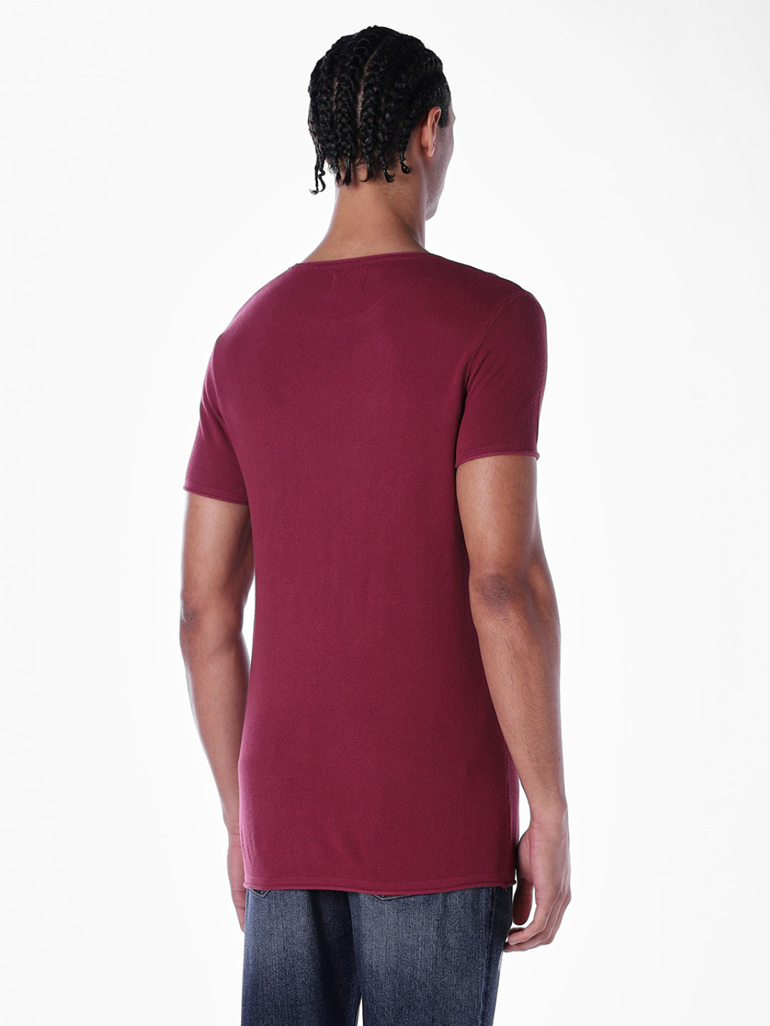 Knitted Cotton Crew Neck T-shirt