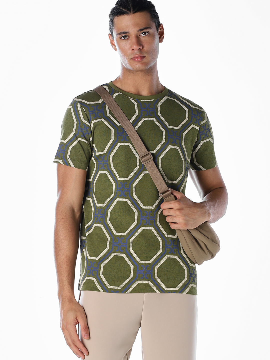 Geometric Print Jacquard T-shirt - S