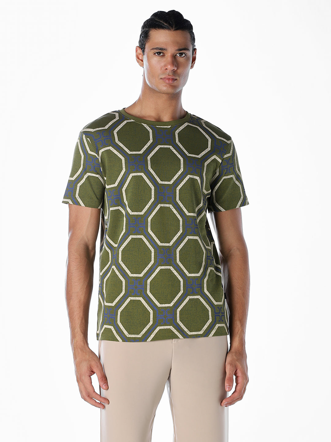 Geometric Print Jacquard T-shirt