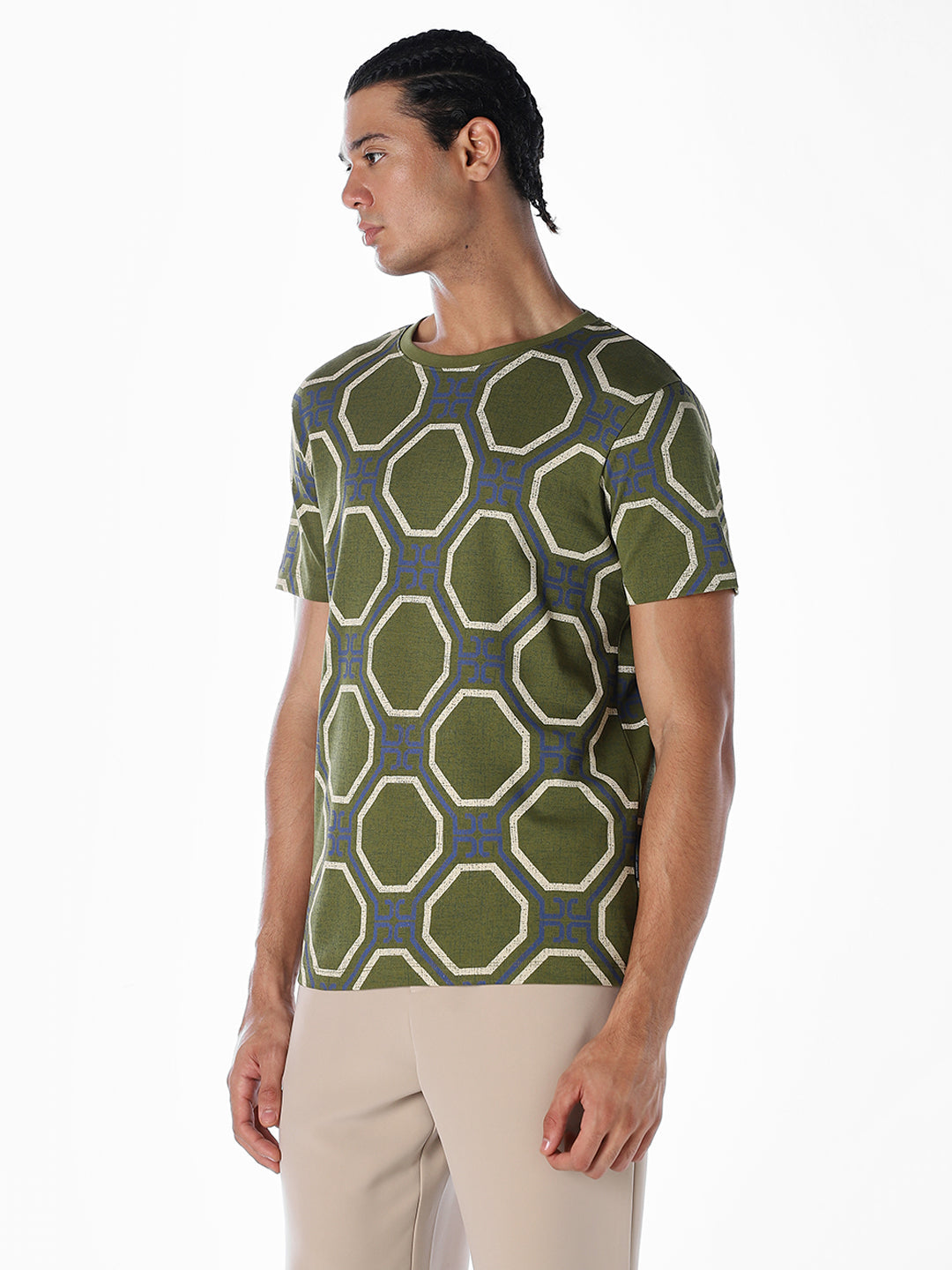 Geometric Print Jacquard T-shirt