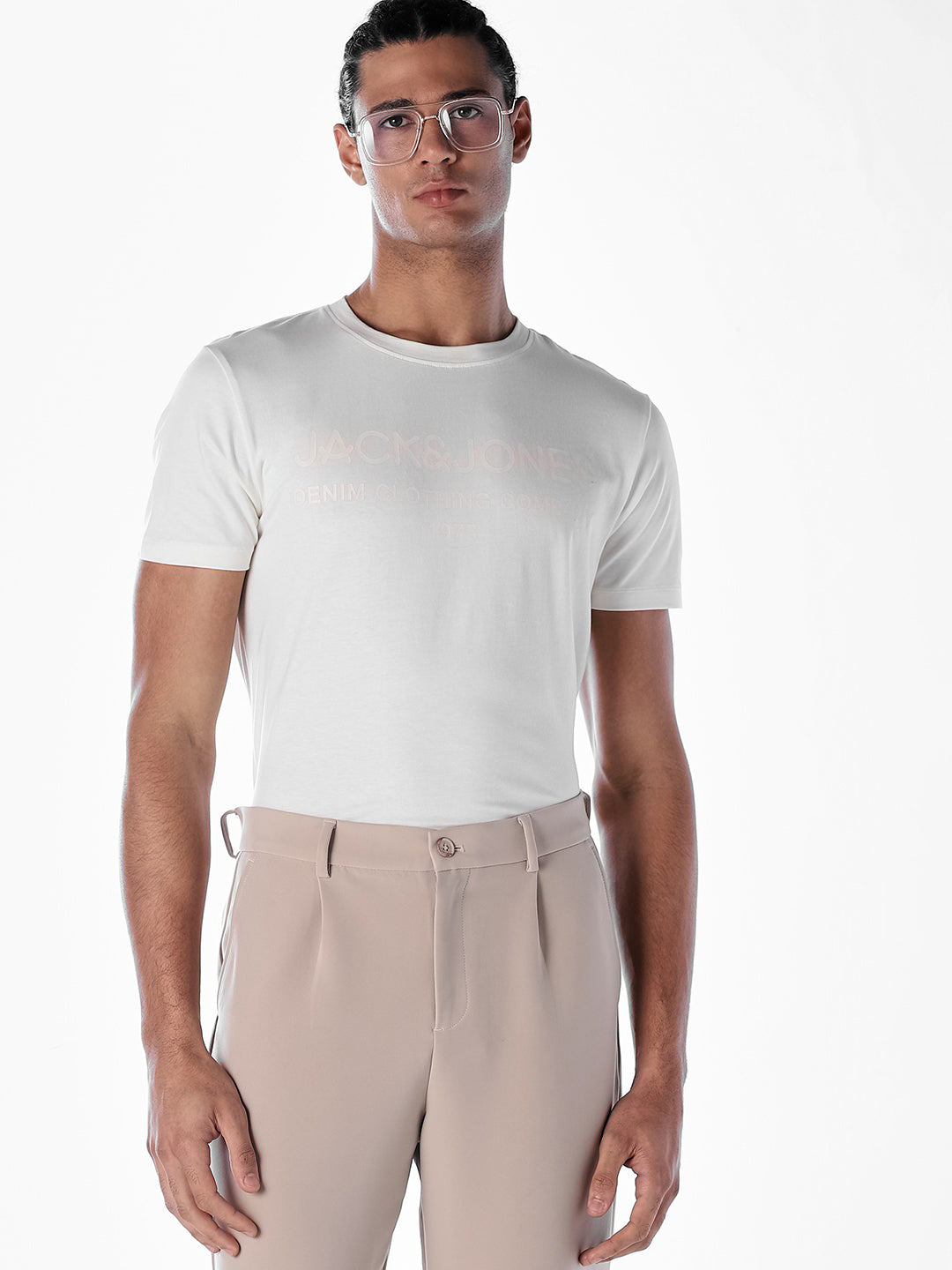 Logo Print Crew Neck T-shirt - White - XL