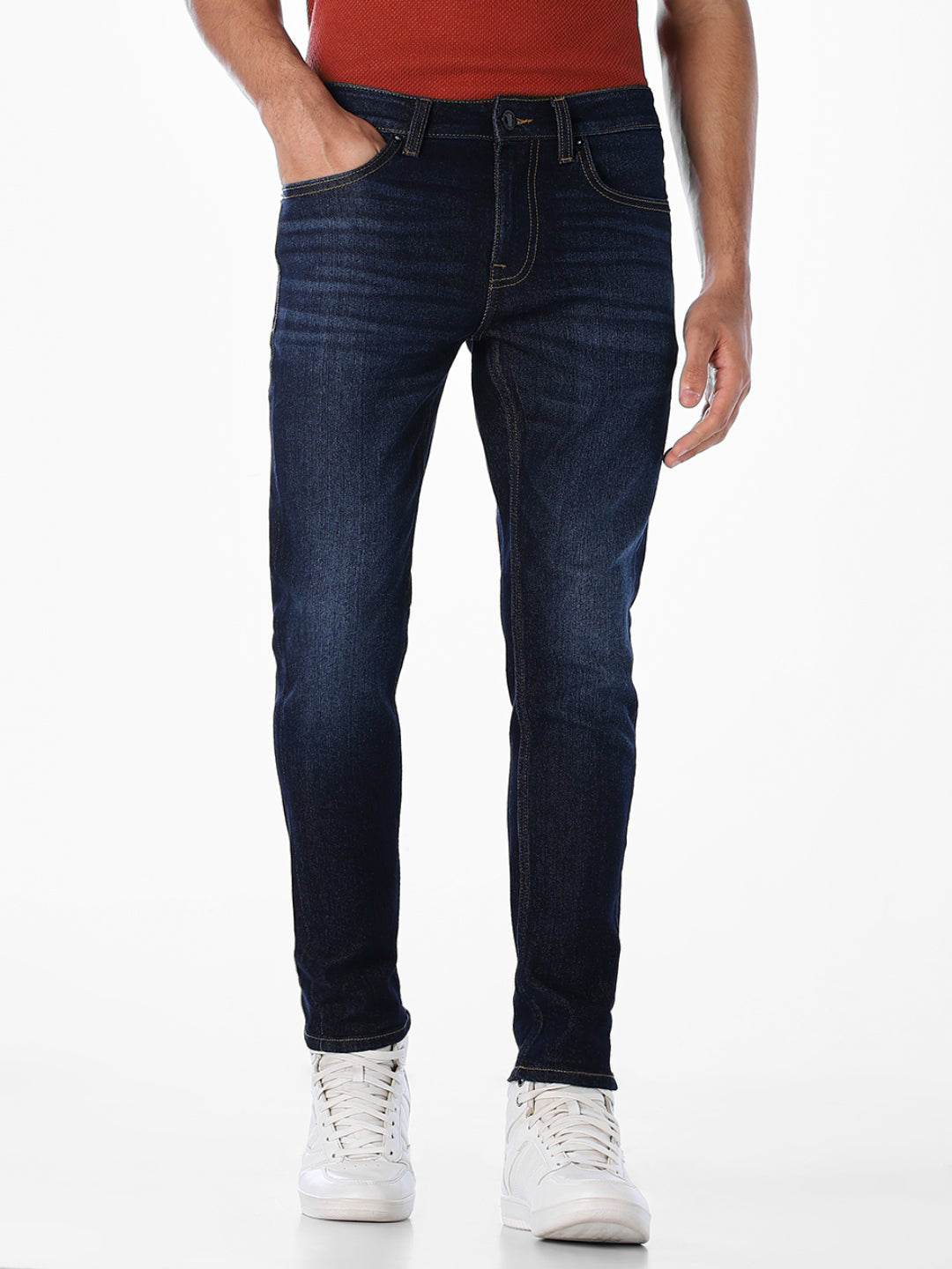 Dark Blue Brak Cropped Slim Fit Jeans