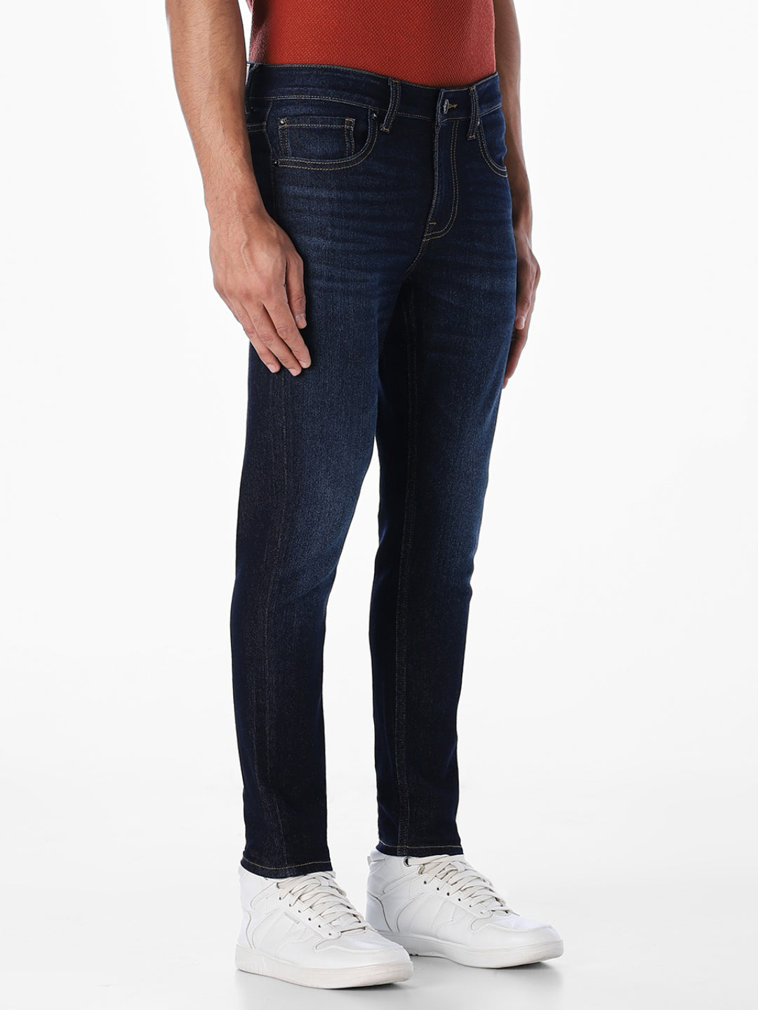 Dark Blue Brak Cropped Slim Fit Jeans