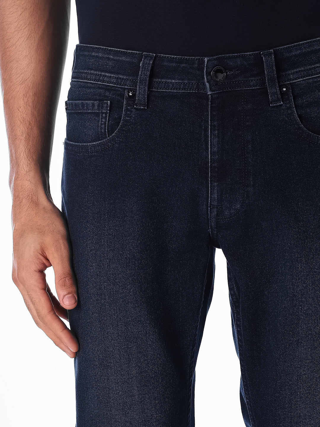 Dark Blue Cropped Brak Slim Fit Jeans