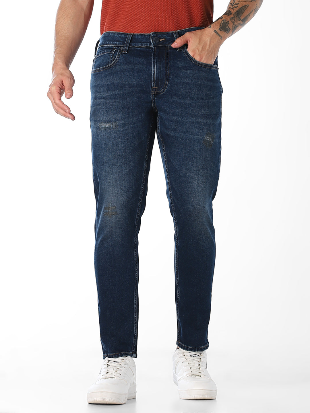 Dark Blue Brak Cropped Slim Fit Jeans