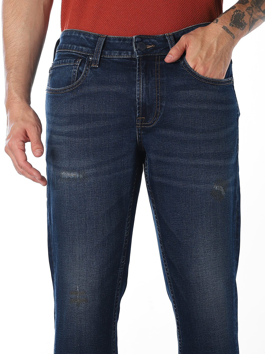 Dark Blue Brak Cropped Slim Fit Jeans