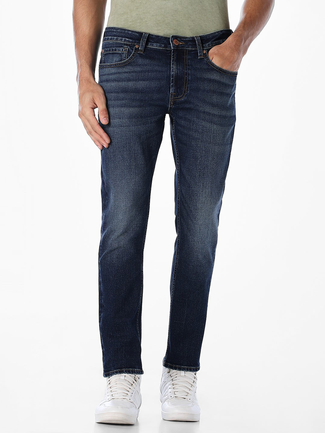 Brak Cropped Slim Fit Jeans - Dark Blue