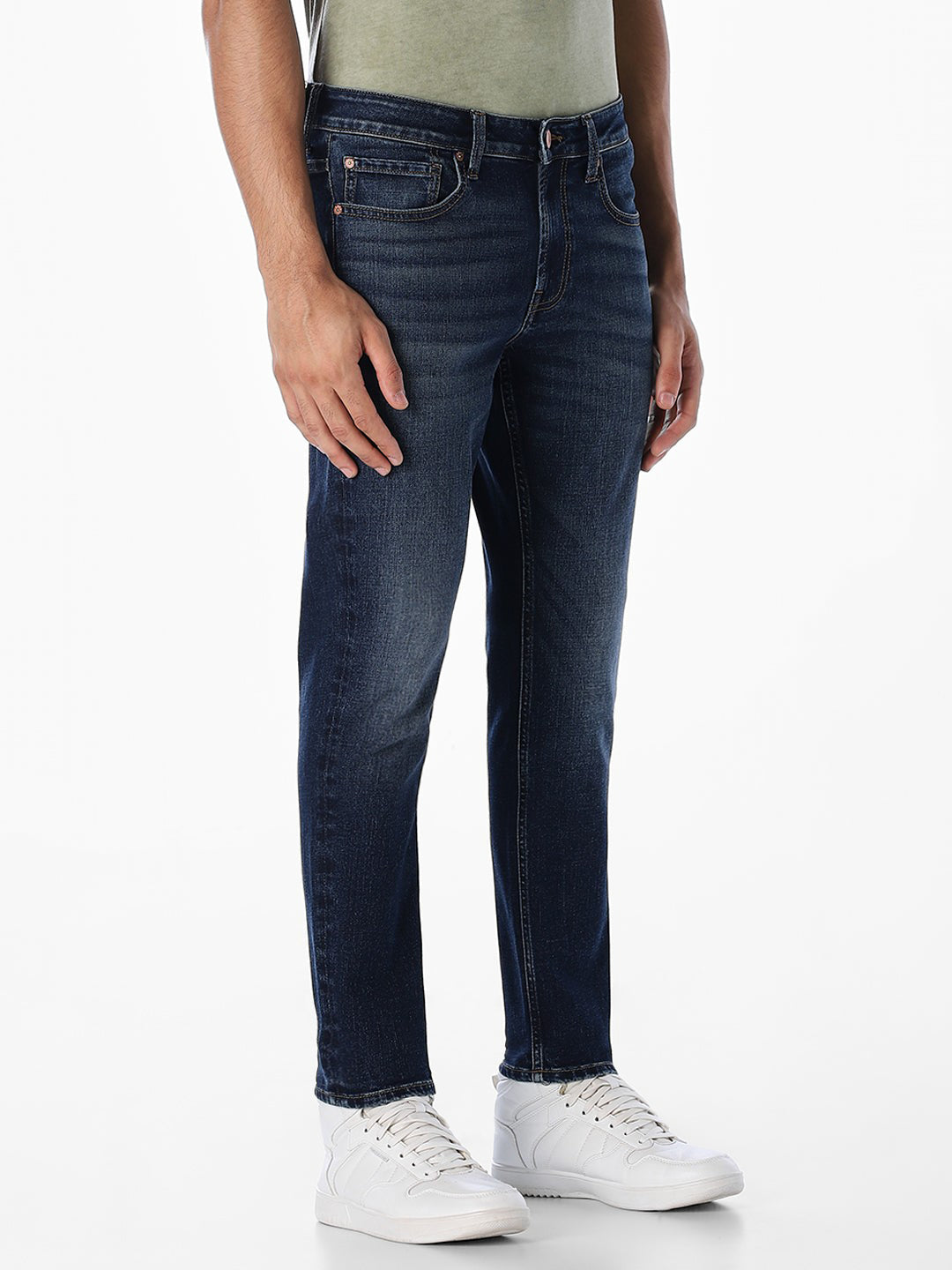 Brak Cropped Slim Fit Jeans - Dark Blue