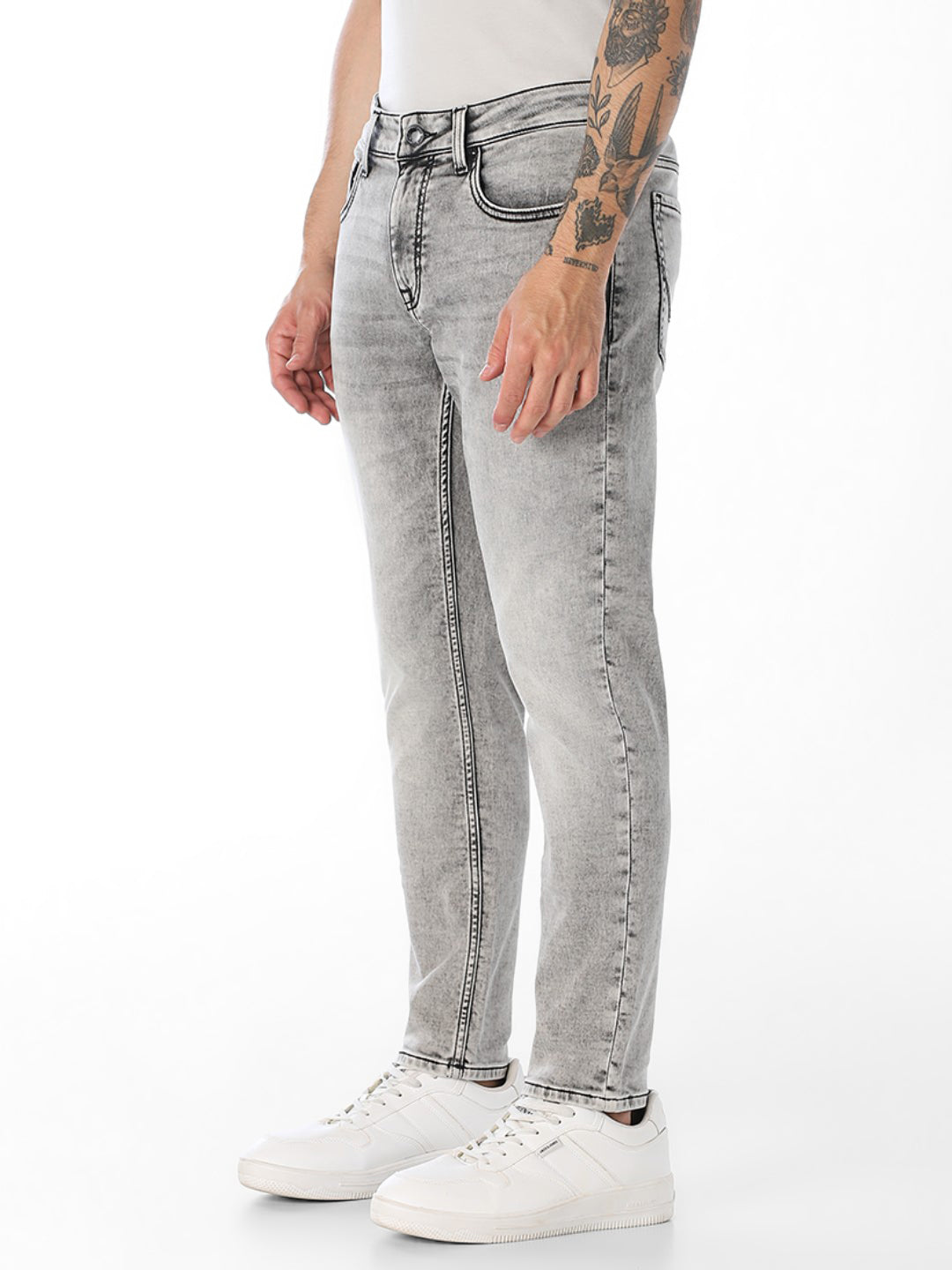 Grey Brak Cropped Slim Fit Jeans