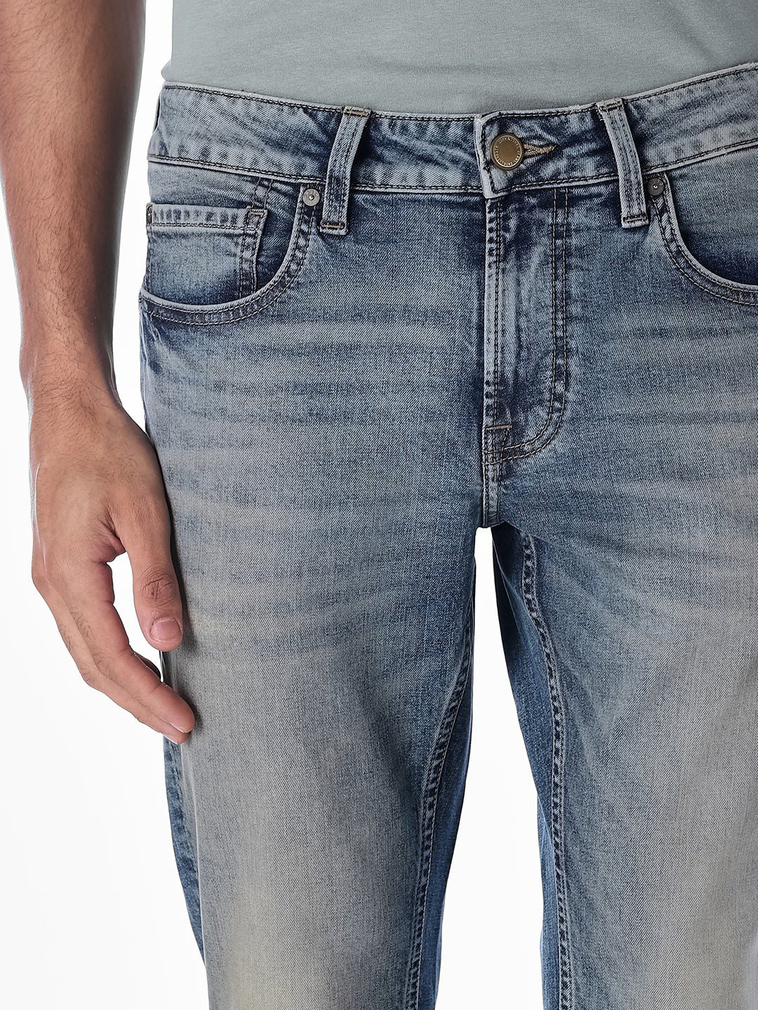 Washed Brak Slim Fit Jeans