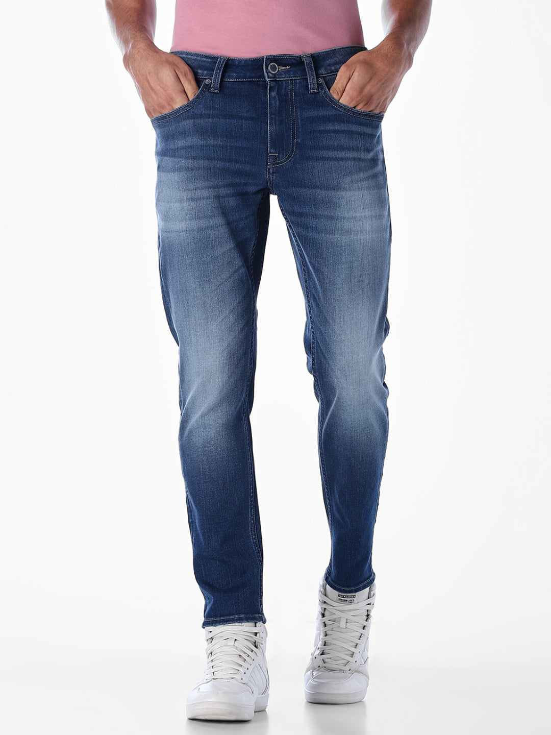 Washed Brak Slim Fit Jeans - Medium Blue