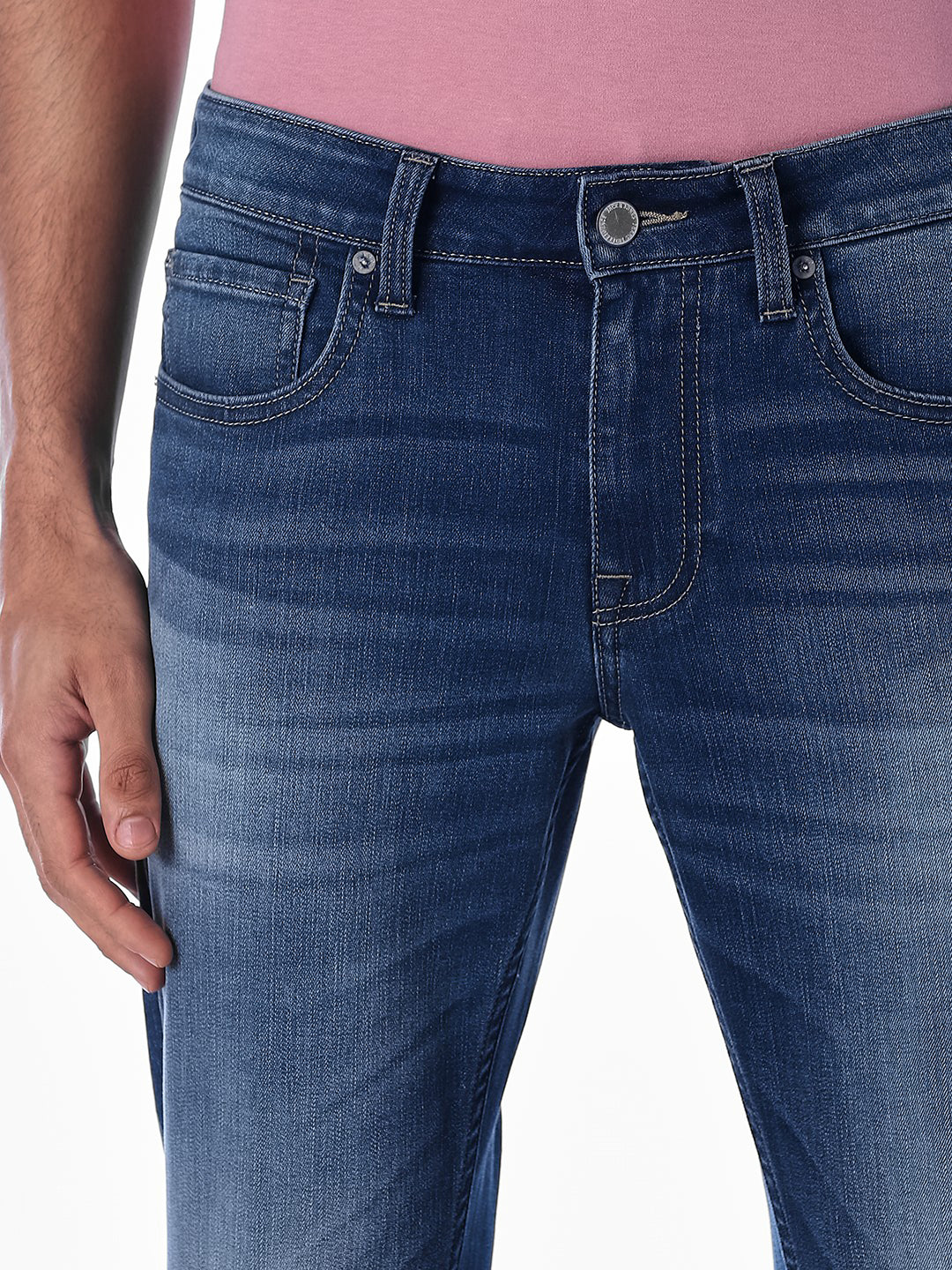 Washed Brak Slim Fit Jeans - Medium Blue