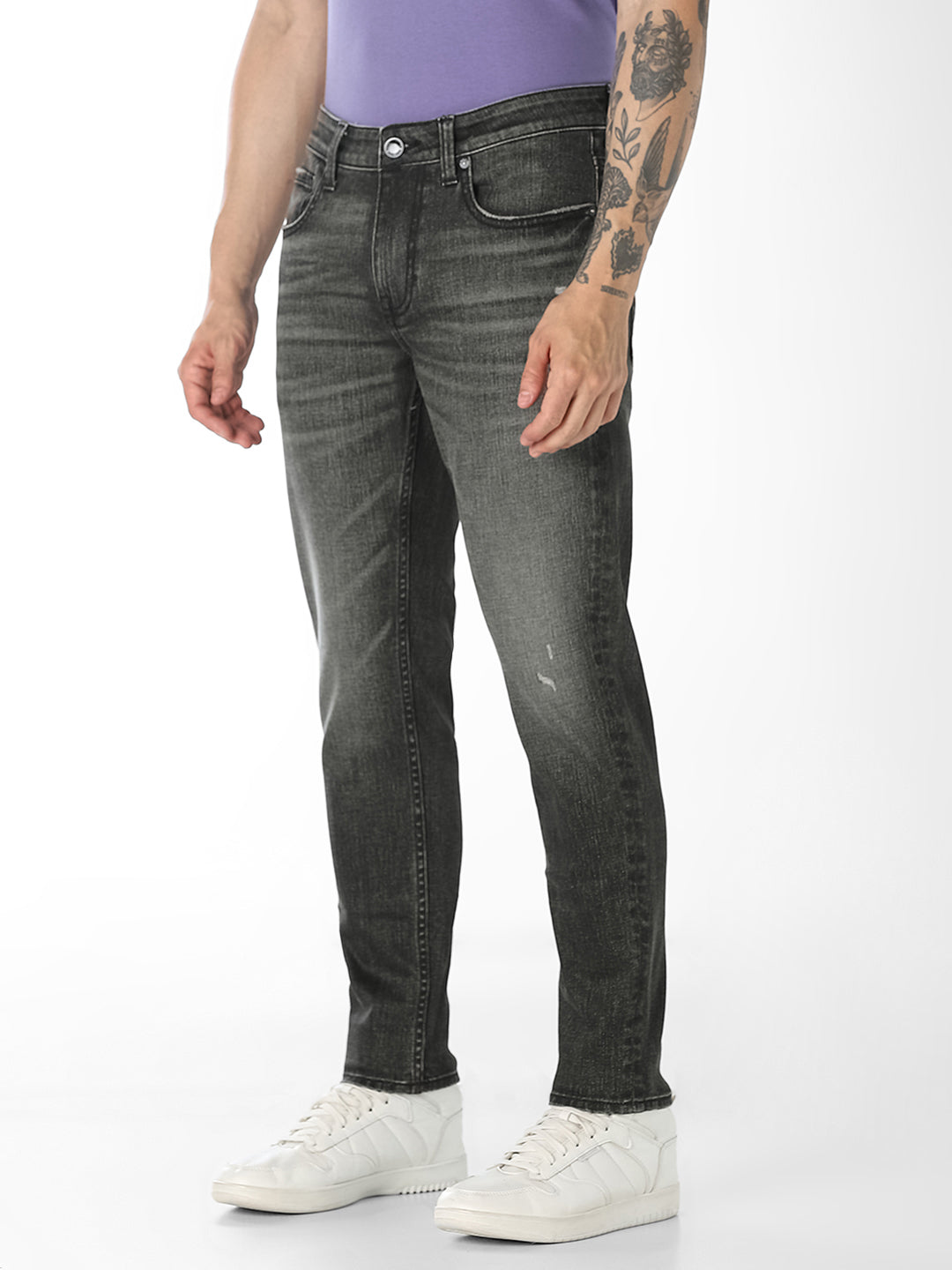 Olive Cropped Brak Slim Fit Jeans