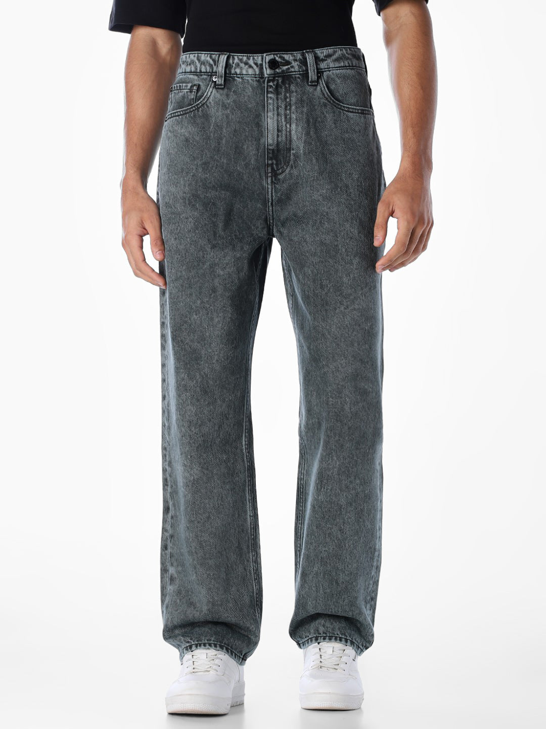 Grey 5 Pocket Dario Loose Fit Jeans - 33/30