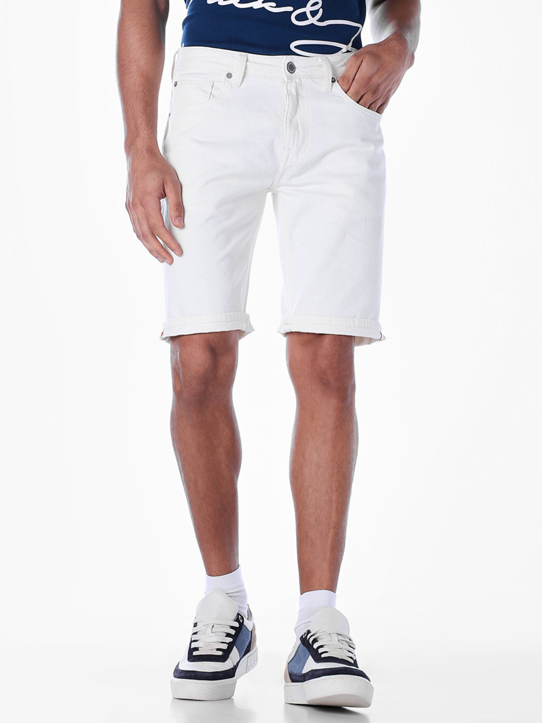 White 5 Pocket Denim Shorts