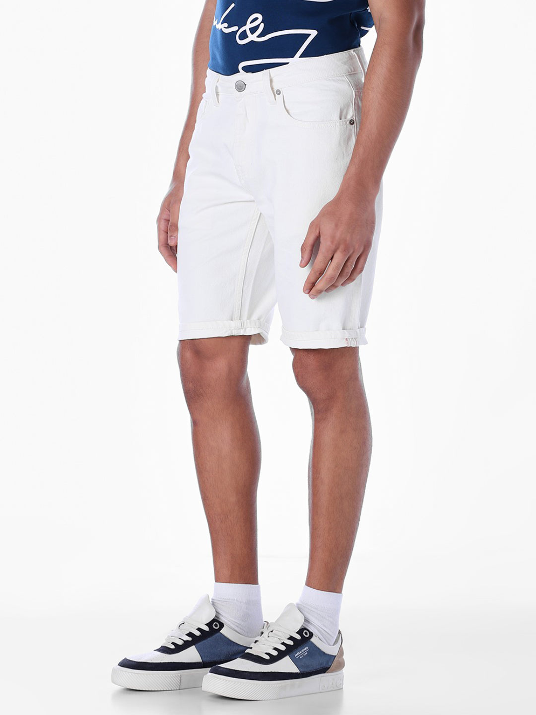 White 5 Pocket Denim Shorts