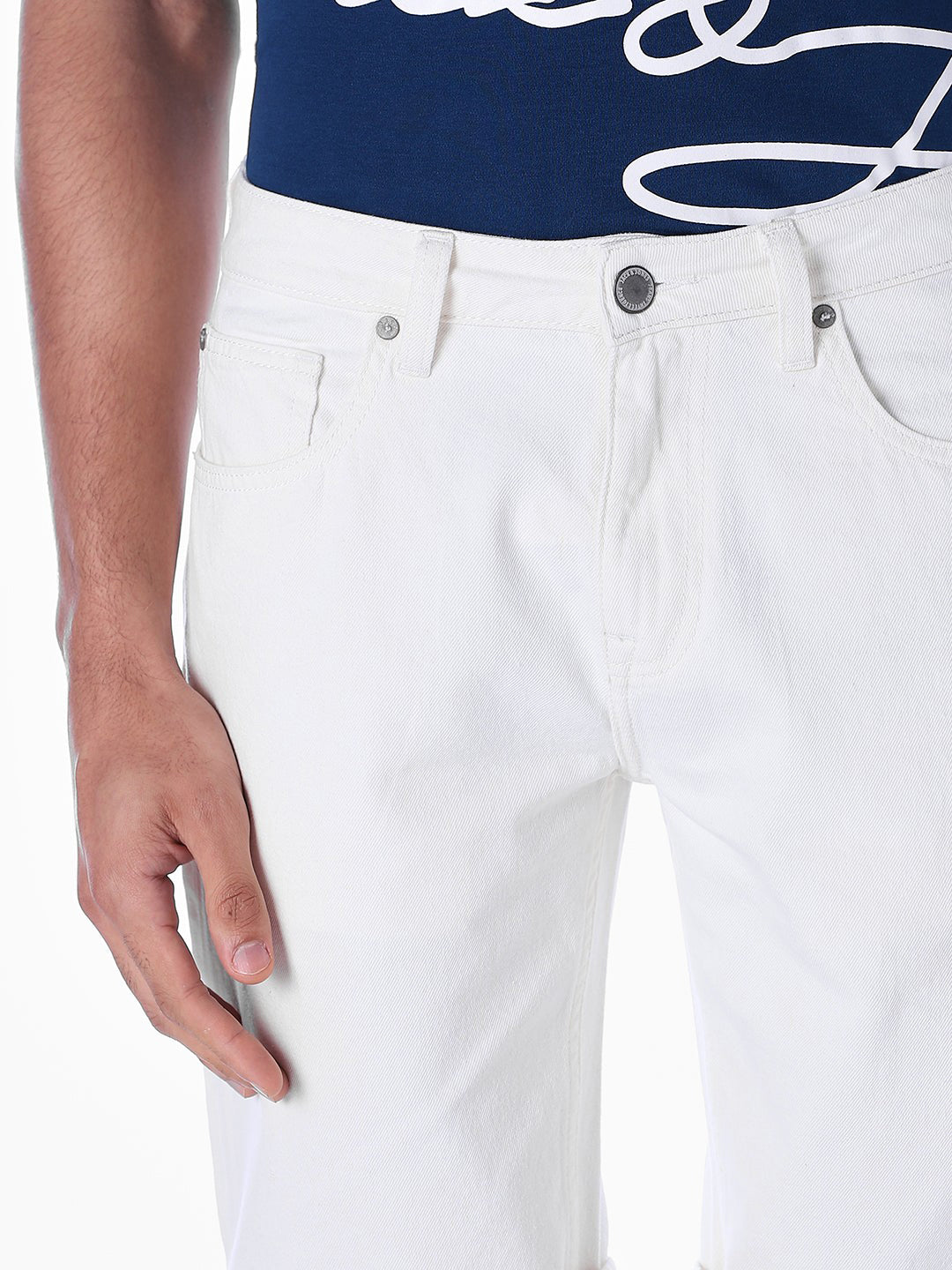 White 5 Pocket Denim Shorts