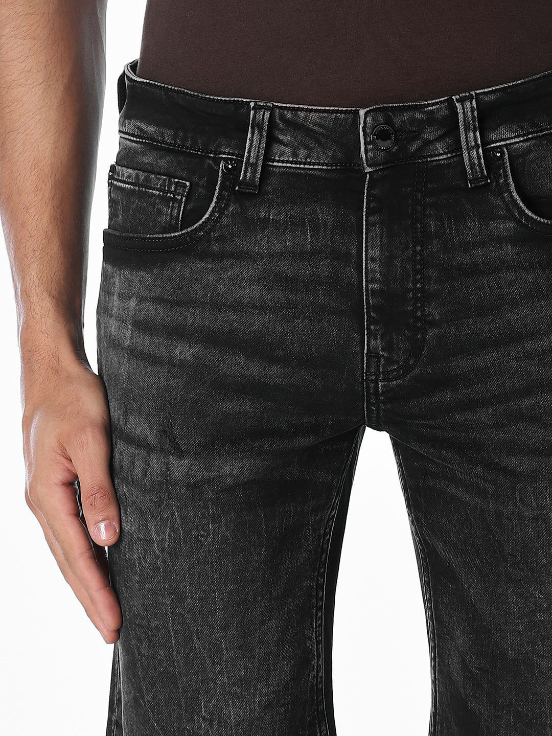 Black Washed 5 Pocket Denim Shorts