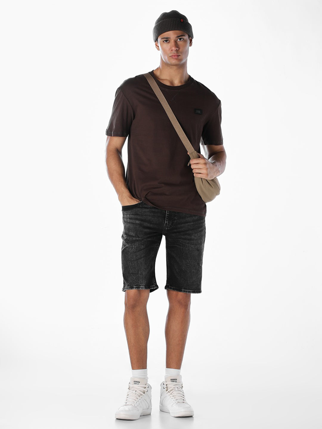 Black Washed 5 Pocket Denim Shorts