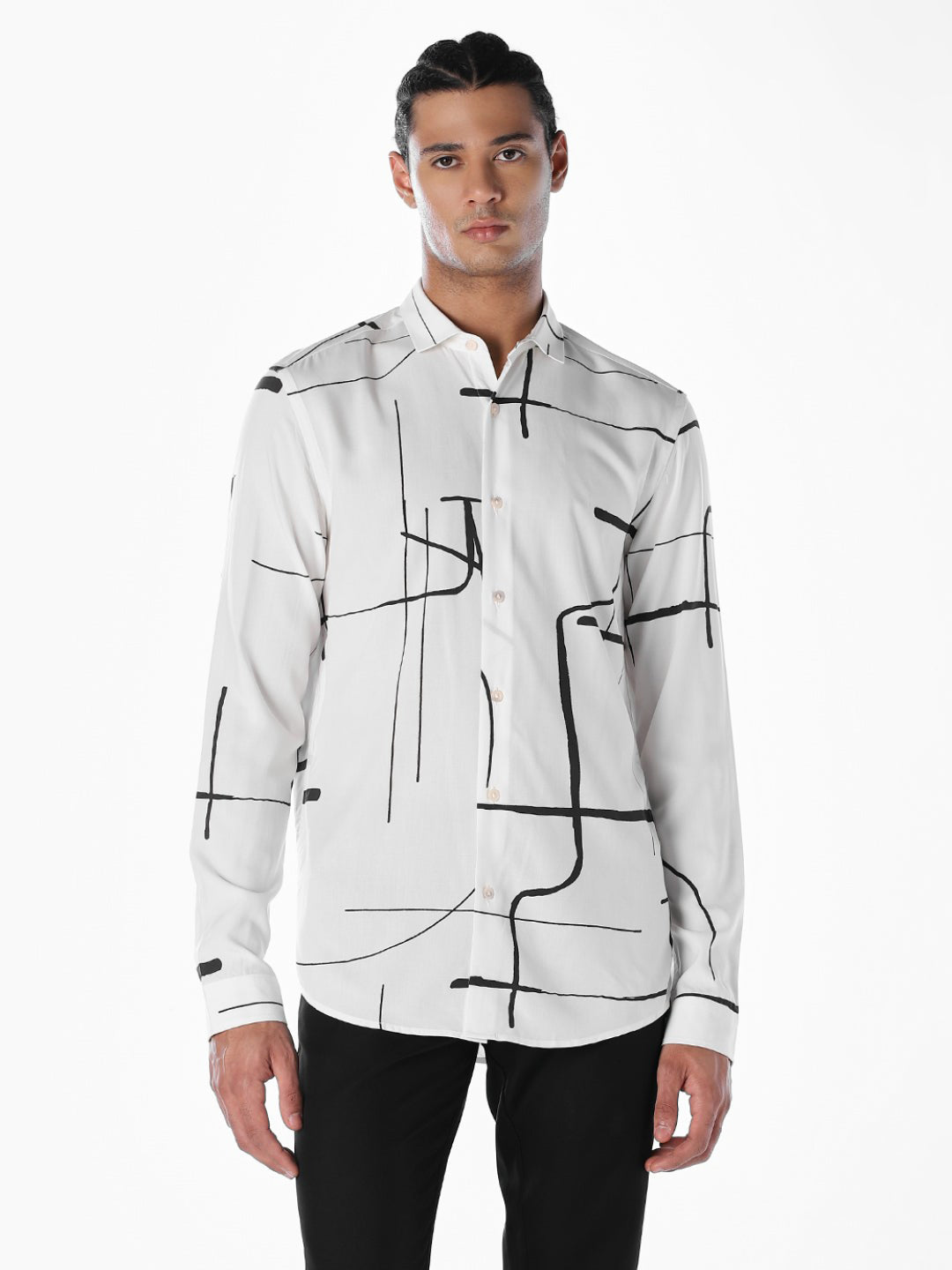 Printed Viscose Slim Fit Shirt