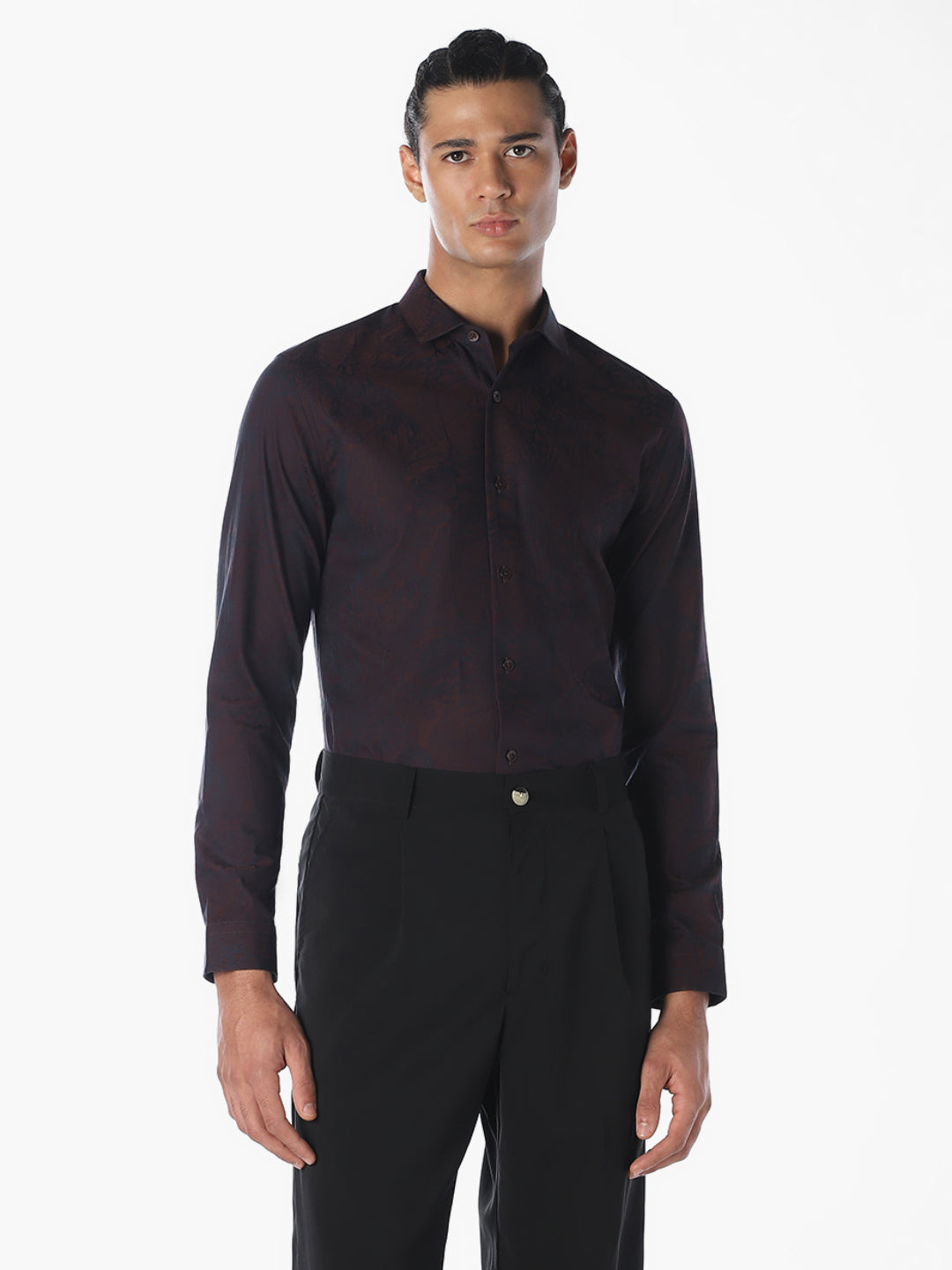 Dark Brown Jacquard Shirt