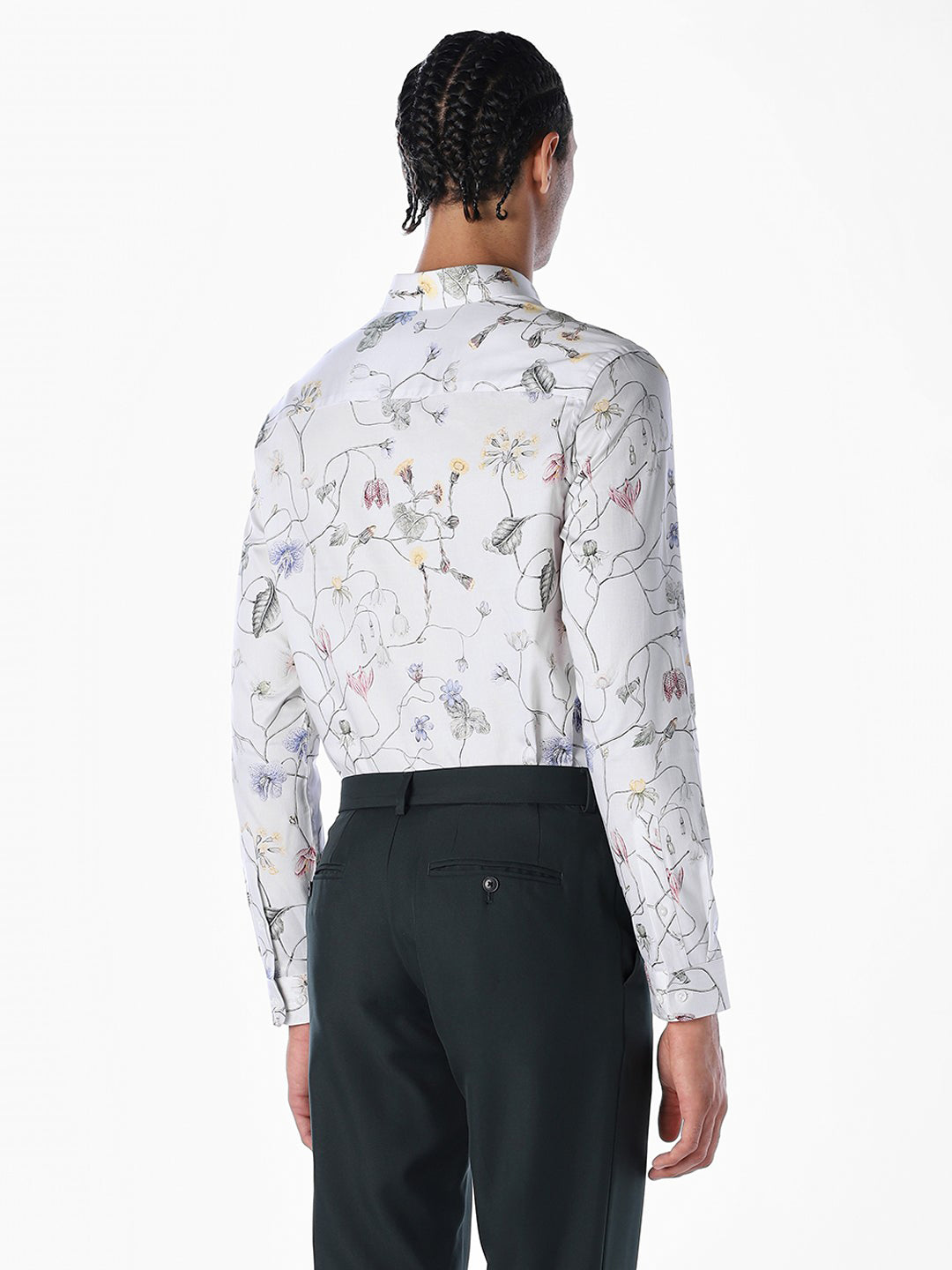 Floral Cotton Slim Fit Shirt - White