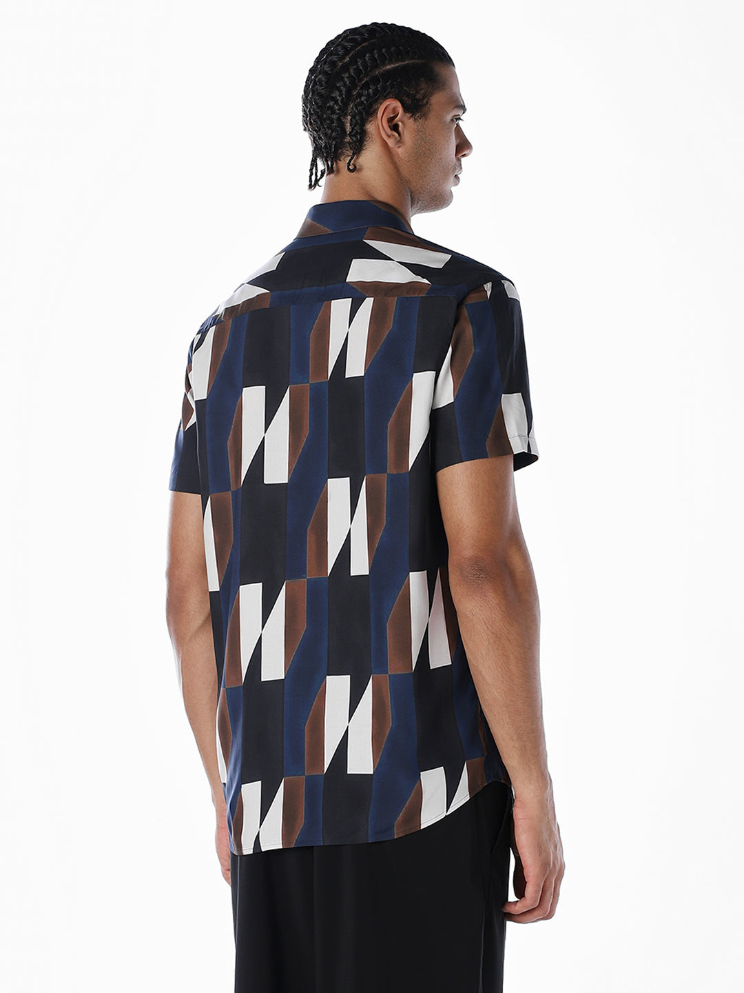 Blue Printed Viscose Shirt