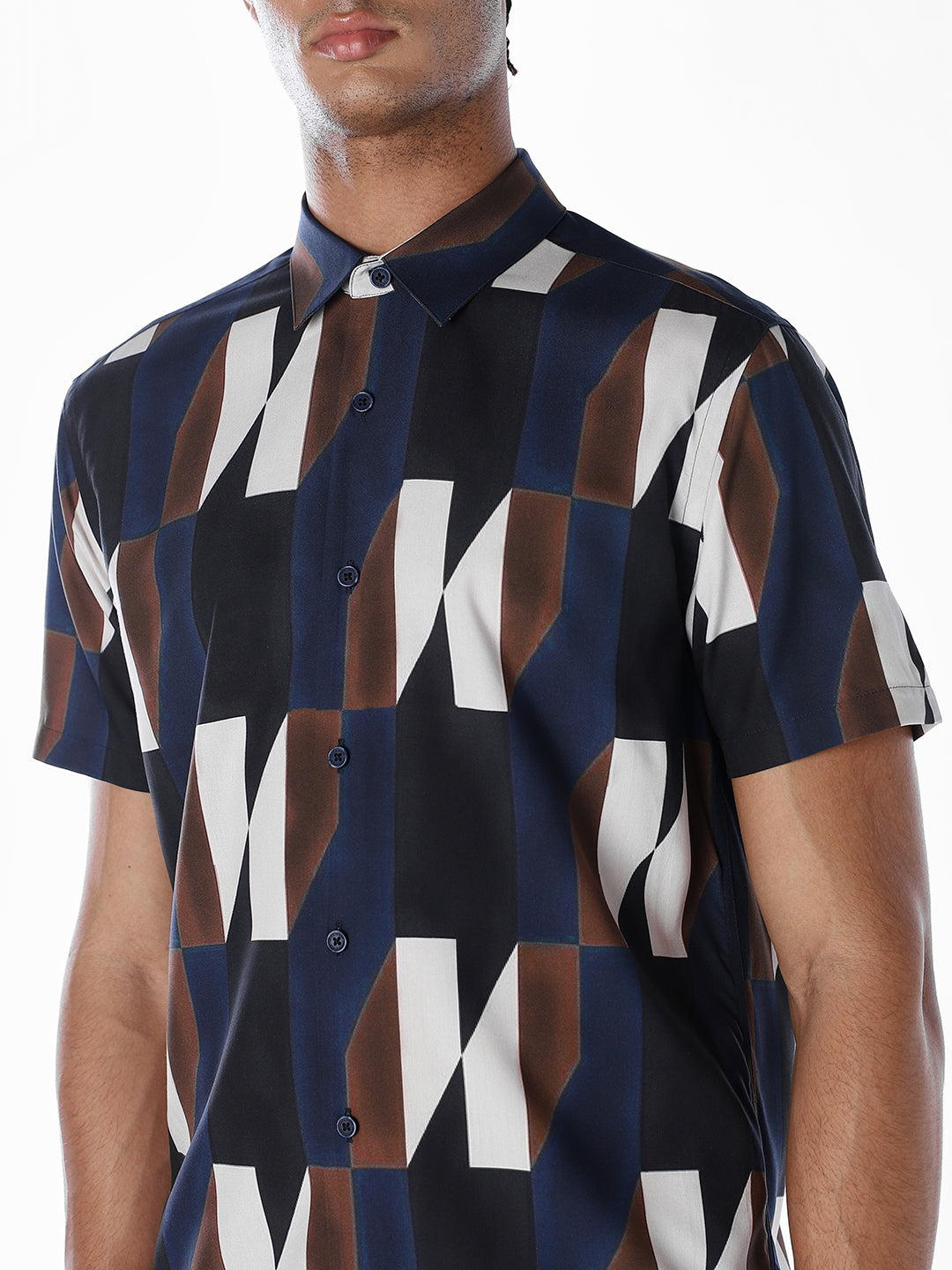 Blue Printed Viscose Shirt