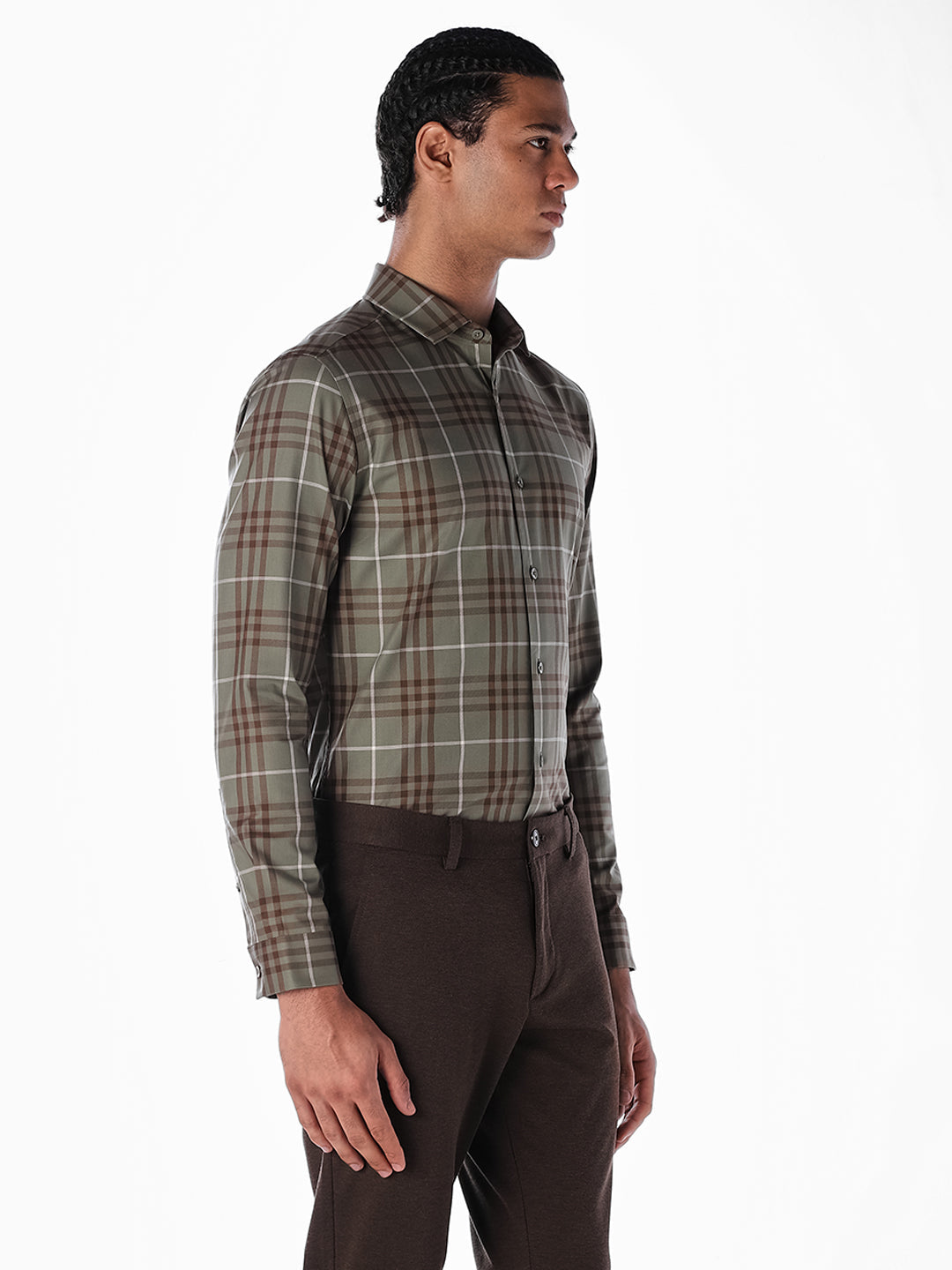 Green Check Cotton Shirt