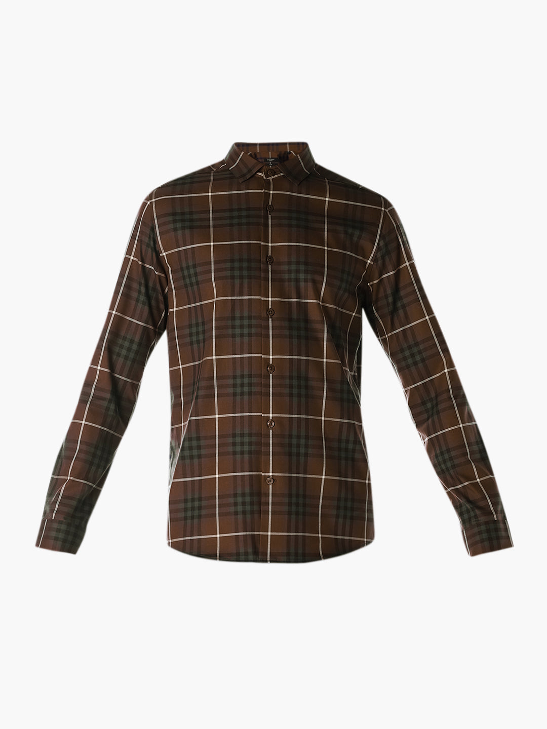 Brown Check Cotton Shirt
