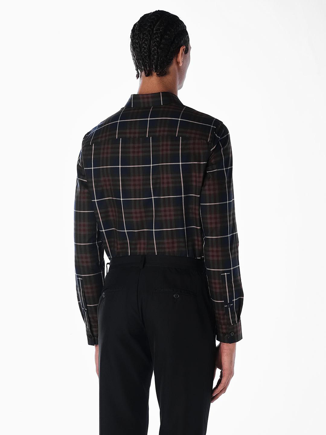 Dark Blue Check Cotton Shirt