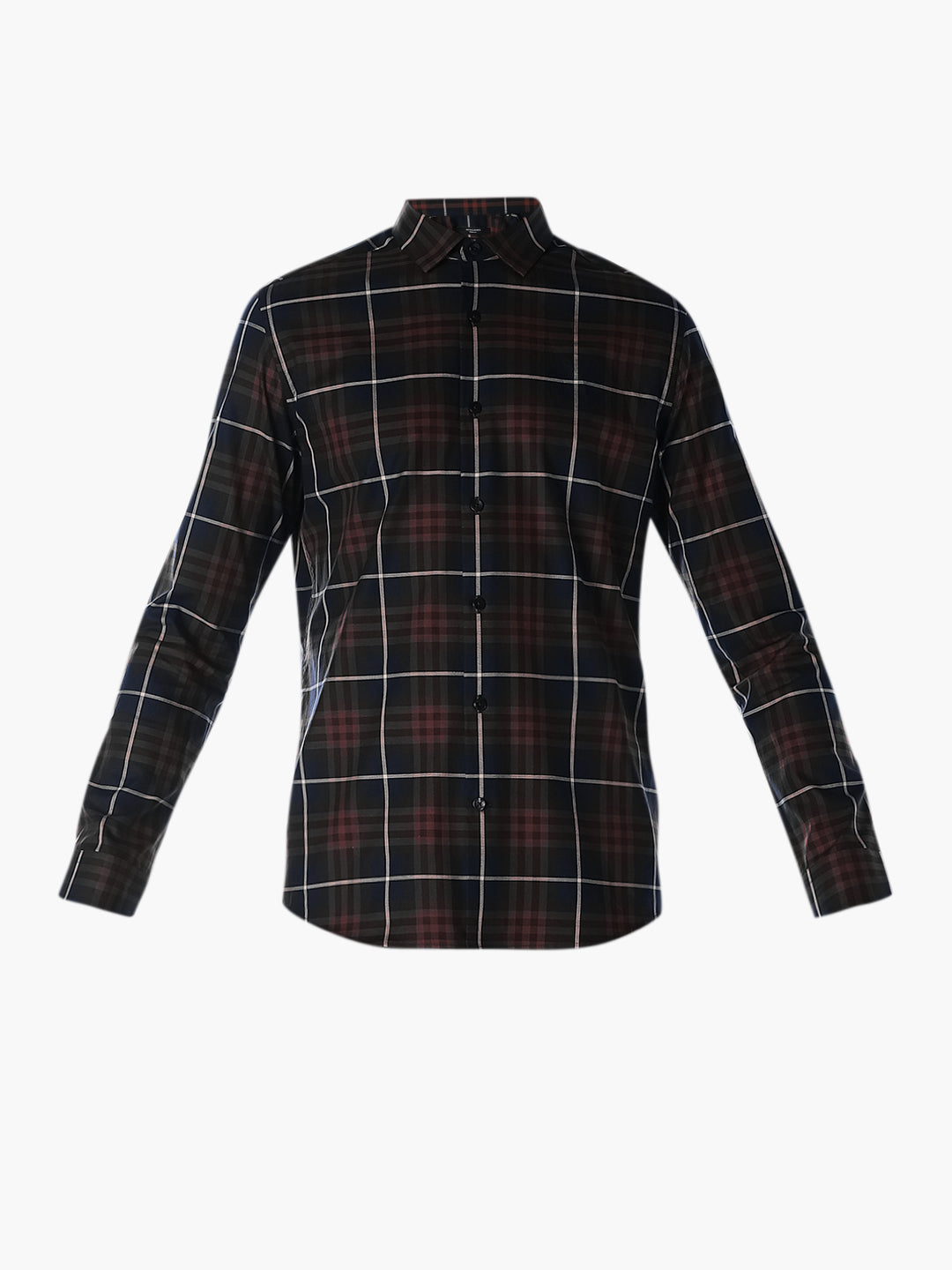 Dark Blue Check Cotton Shirt