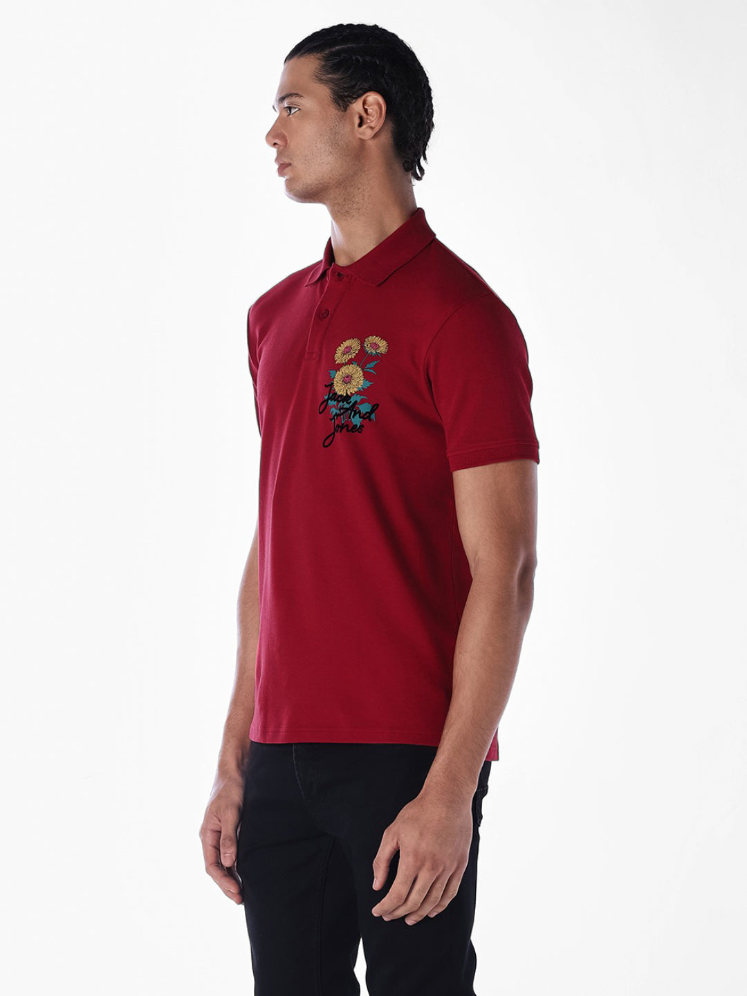 Dark Red Printed Polo
