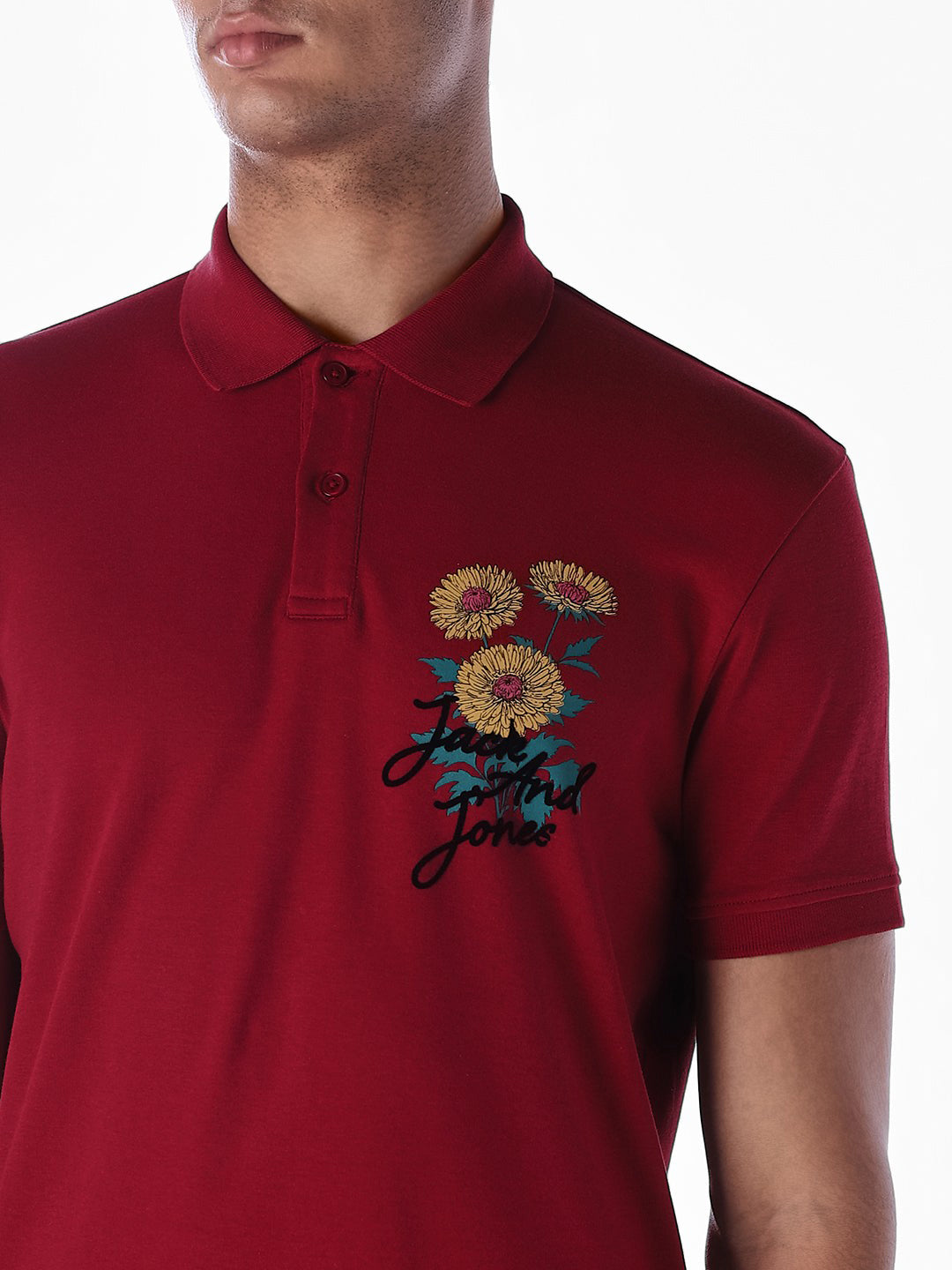 Dark Red Printed Polo