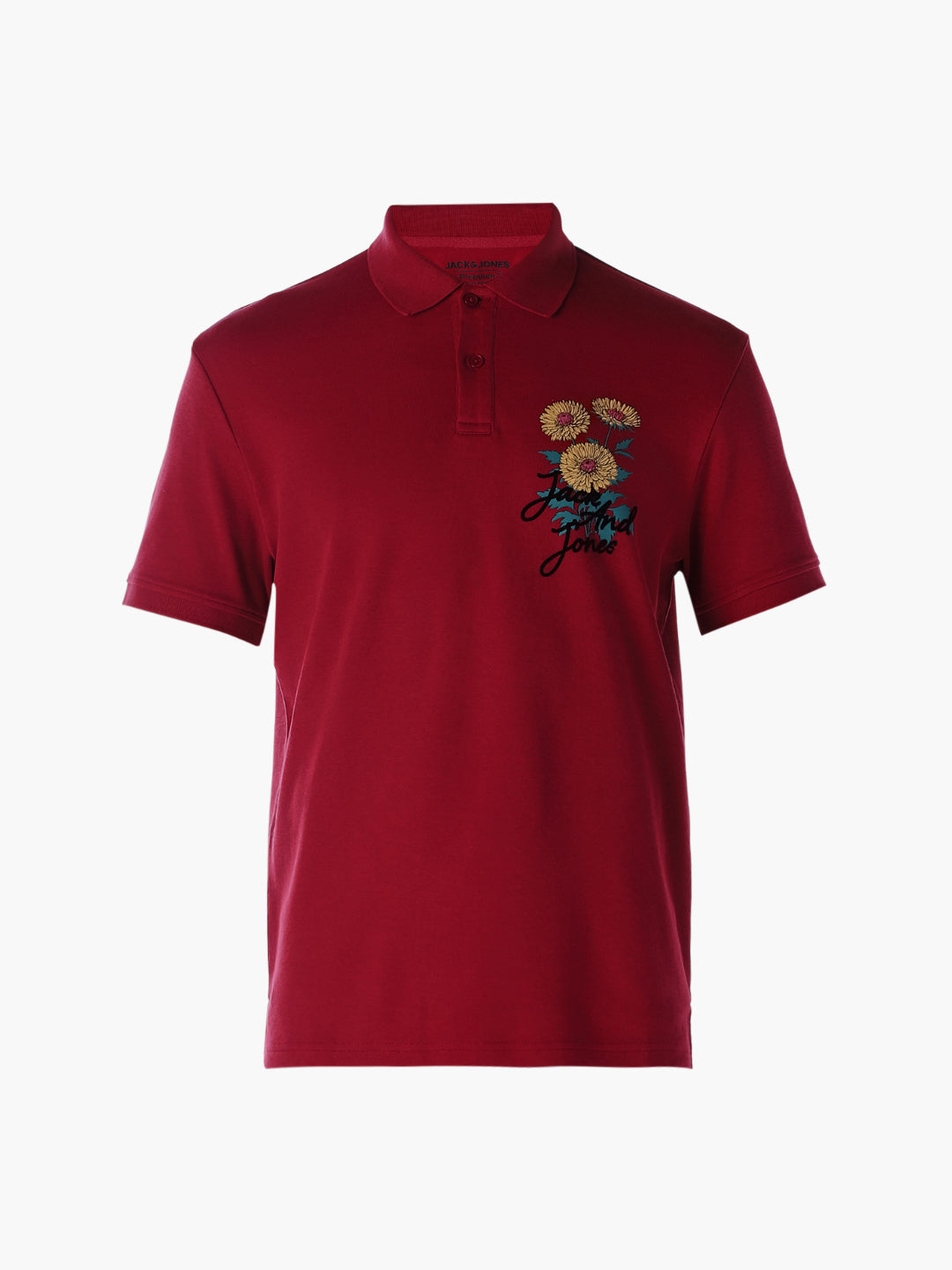 Dark Red Printed Polo