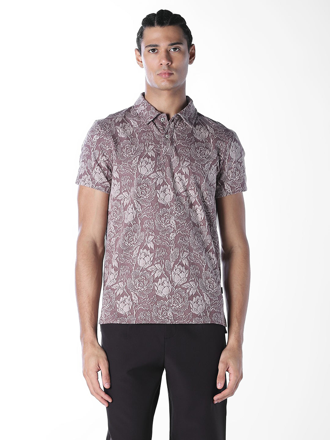 Cut & Sew Printed Cotton Polo