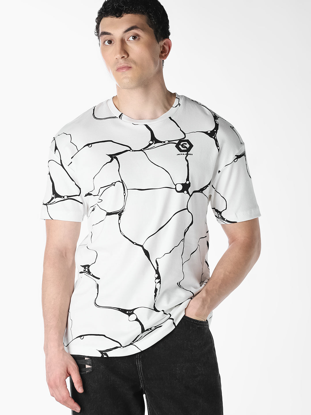 Abstract Print Cotton T-shirt - S