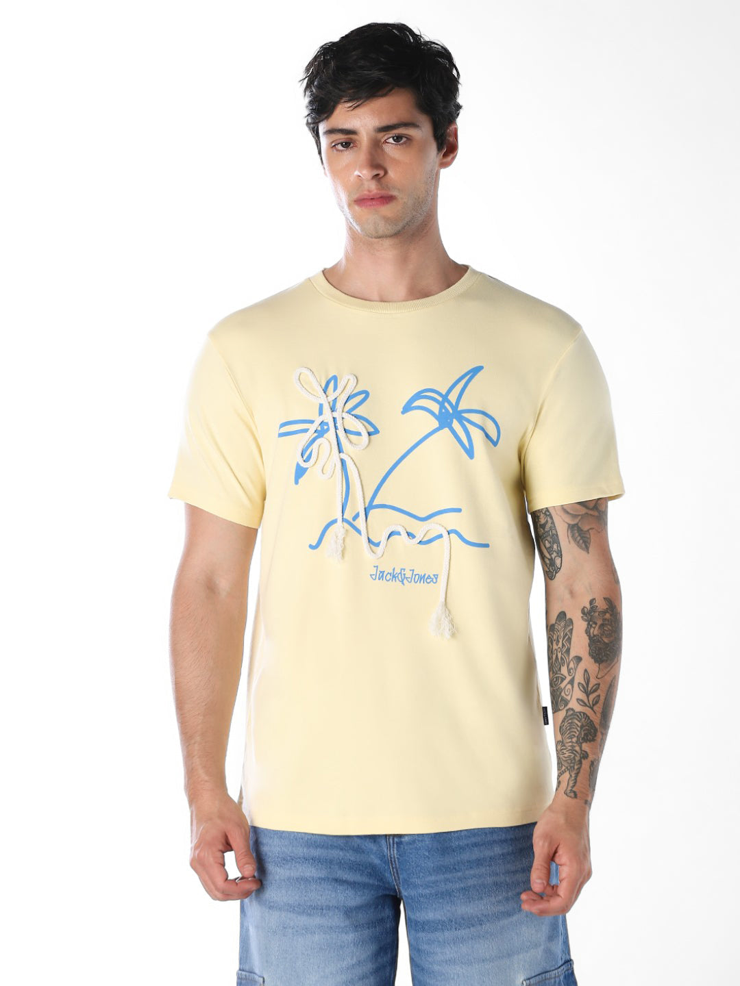 Cut & Sew Printed Cotton T-shirt