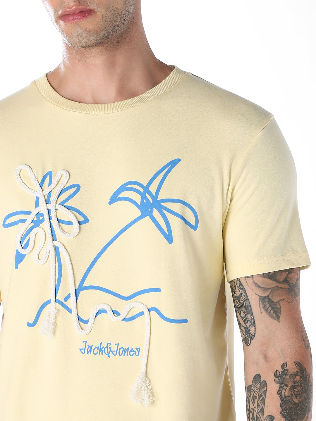 Cut & Sew Printed Cotton T-shirt