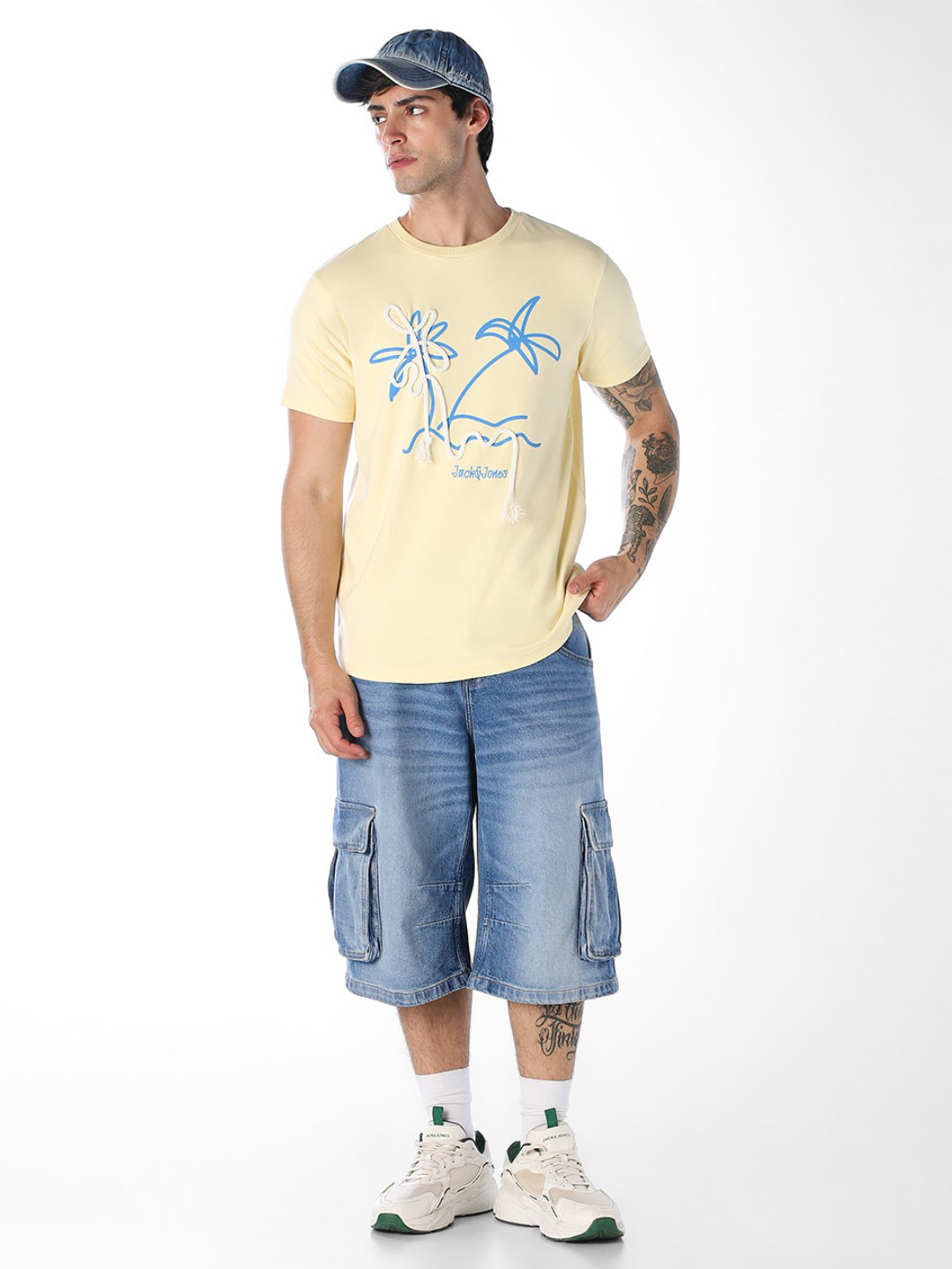 Cut & Sew Printed Cotton T-shirt