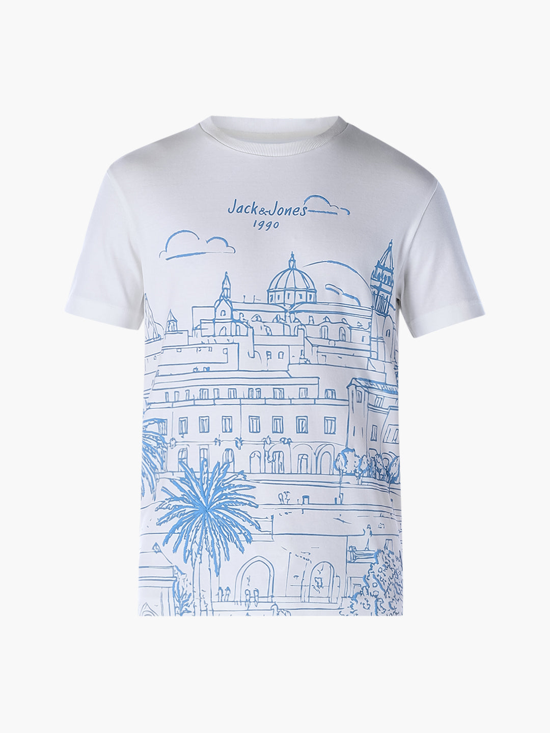 White Printed Cotton T-shirt