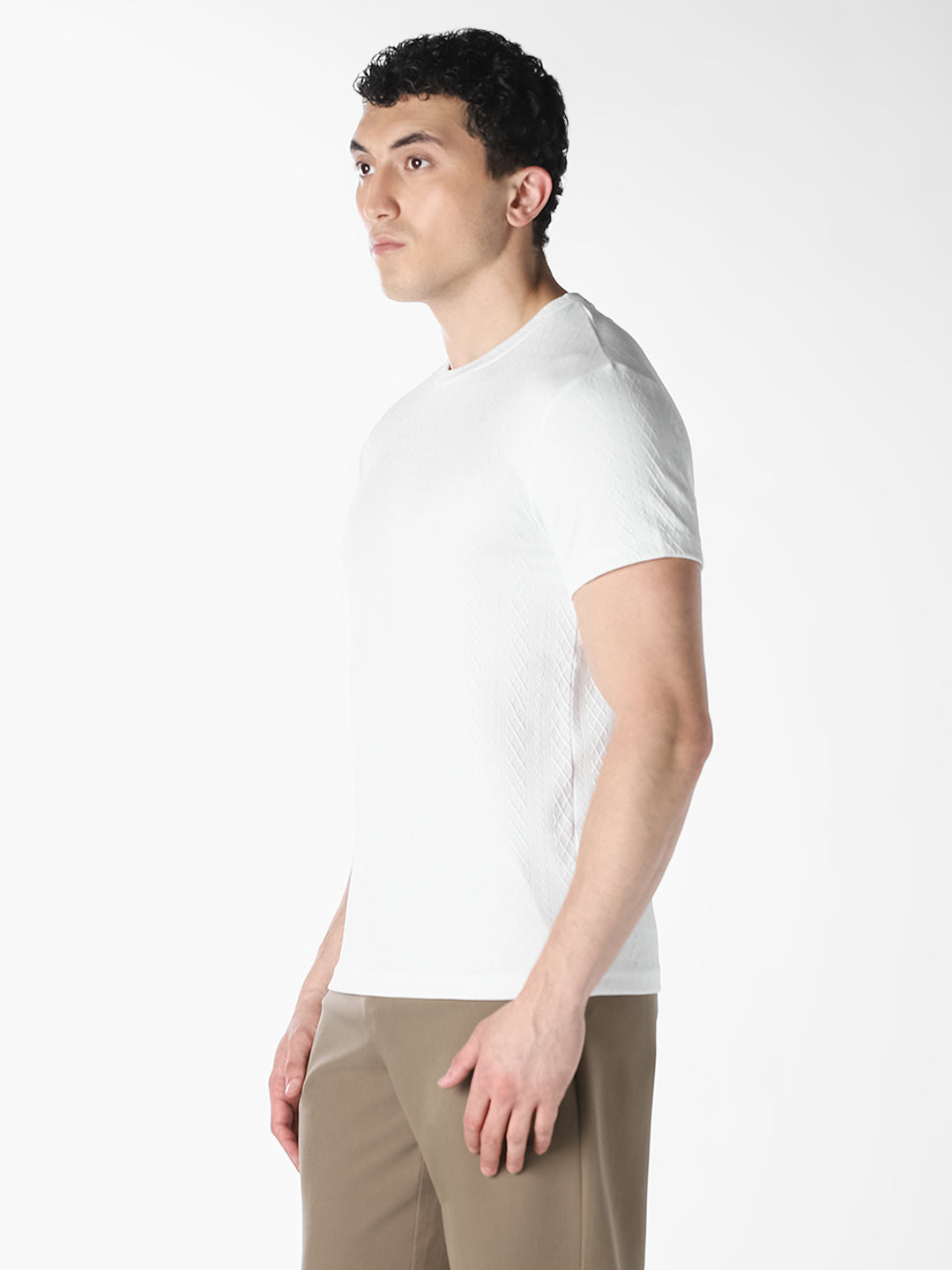 Textured Crew Neck T-shirt